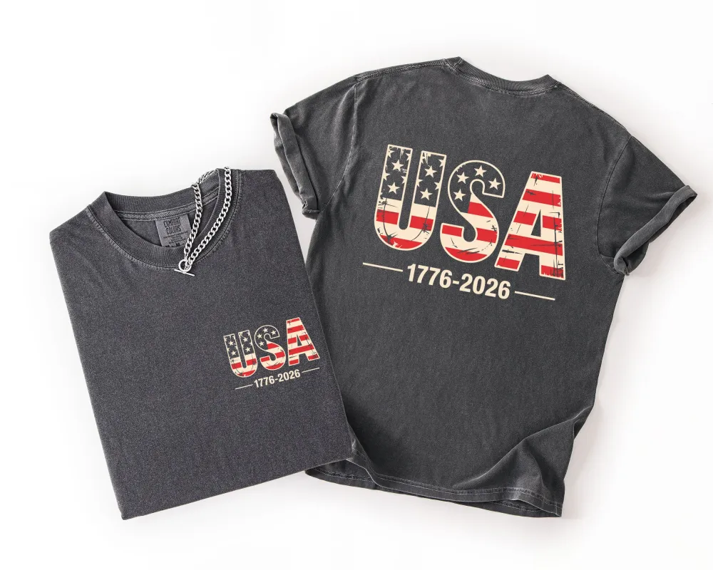 USA, US Flag, 4th of July, America, Patriotic Unisex Comfort Colors T-Shirt made by Refinery Number One