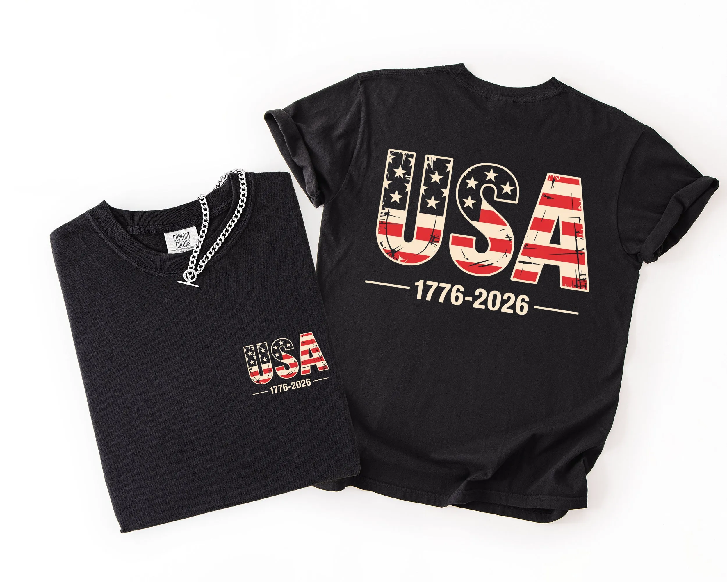 USA, US Flag, 4th of July, America, Patriotic Unisex Comfort Colors T-Shirt sold by Refinery Number One product image thumbnail 2