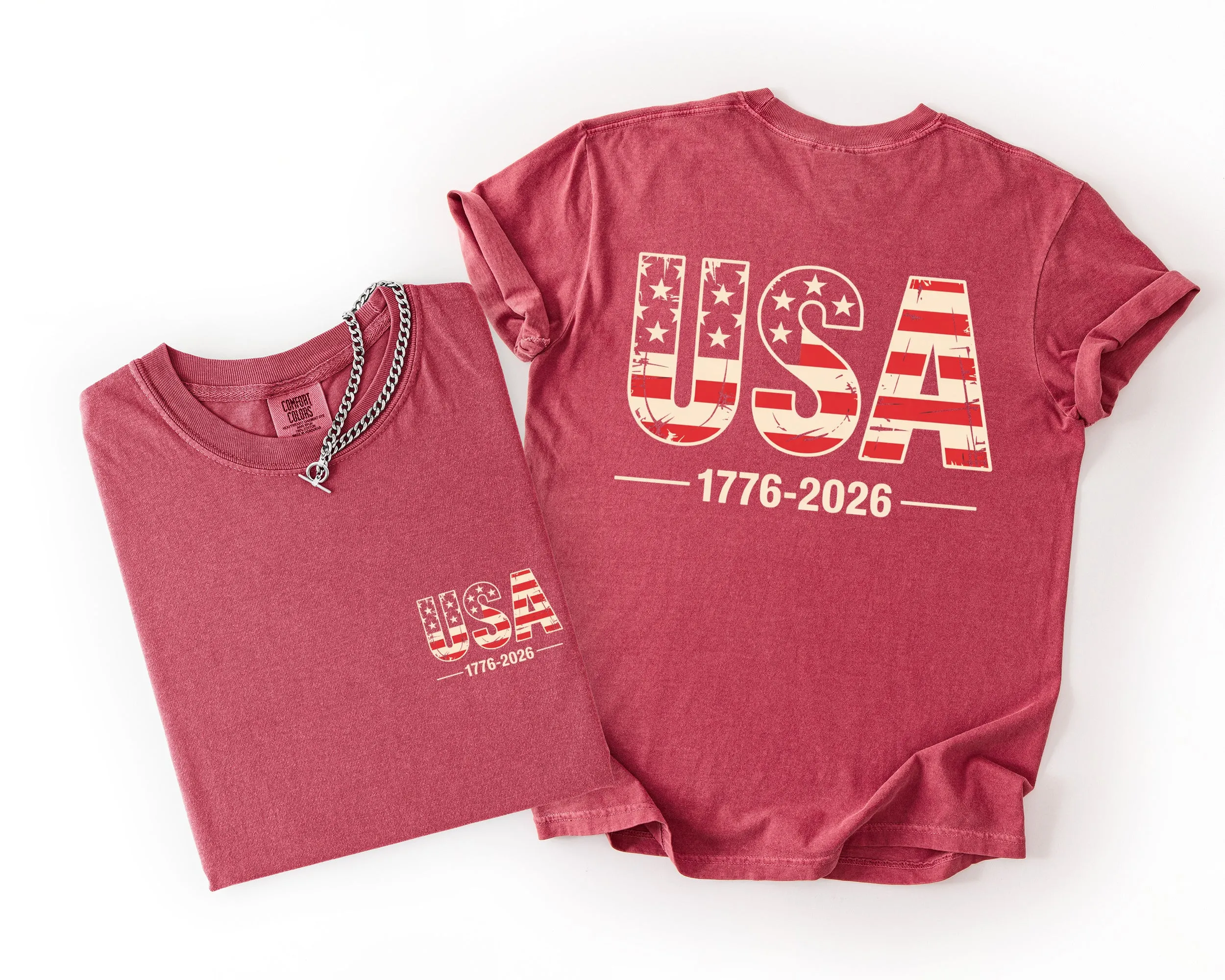 USA, US Flag, 4th of July, America, Patriotic Unisex Comfort Colors T-Shirt sold by Refinery Number One product image thumbnail 3