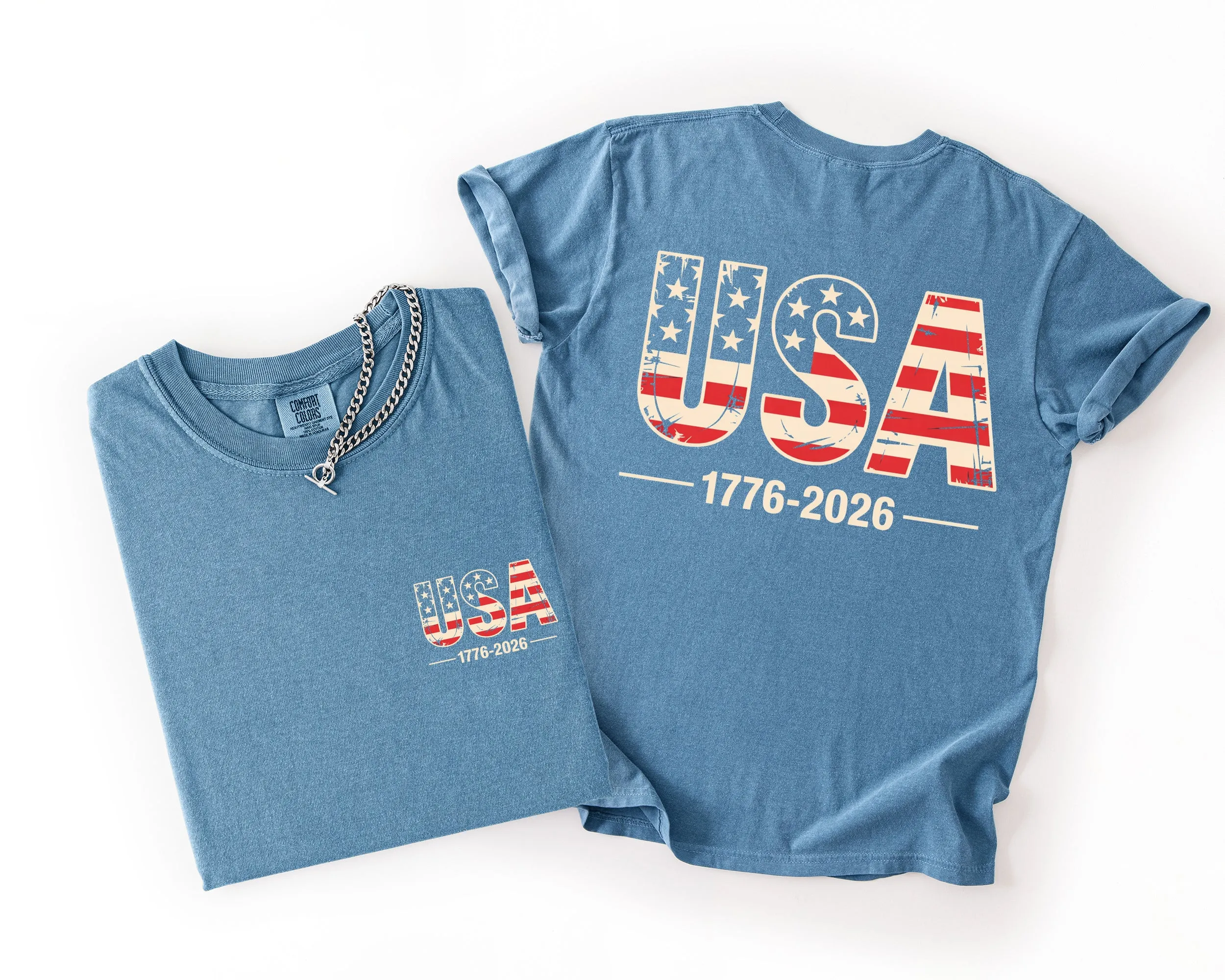 USA, US Flag, 4th of July, America, Patriotic Unisex Comfort Colors T-Shirt sold by Refinery Number One product image thumbnail 4