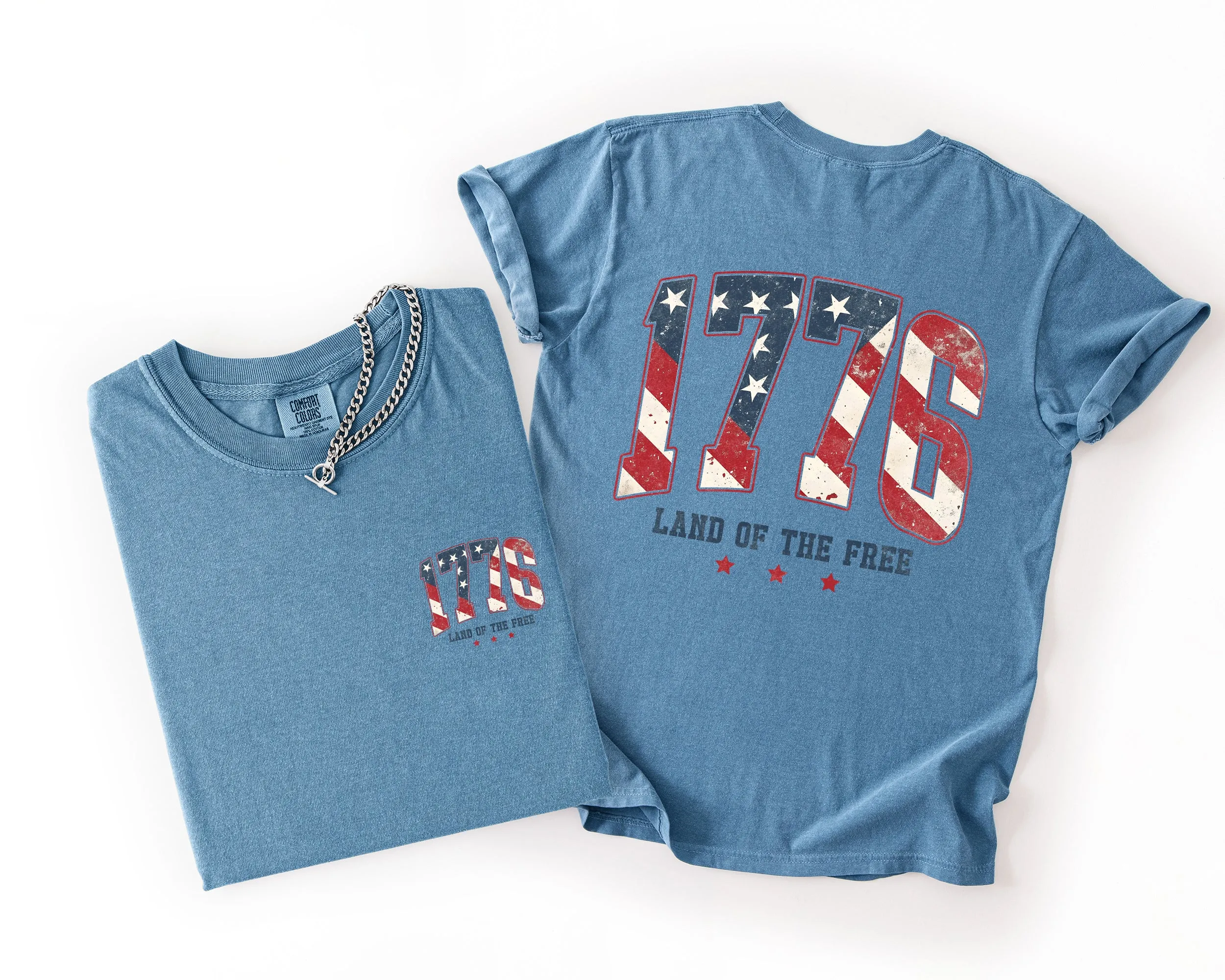 1776, Land Of The Free, USA, America, 4th of July, US Flag Comfort Colors T-Shirt sold by Refinery Number One product image thumbnail 5