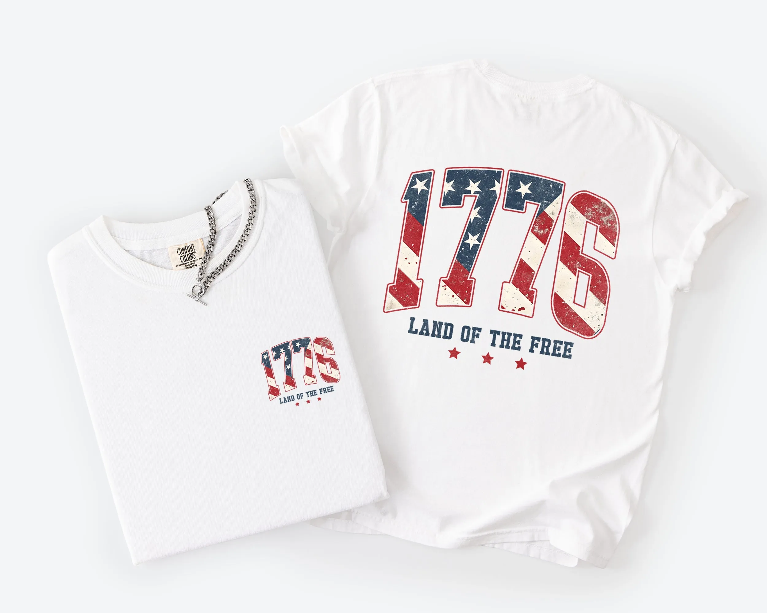 1776, Land Of The Free, USA, America, 4th of July, US Flag Comfort Colors T-Shirt sold by Refinery Number One product image thumbnail 3