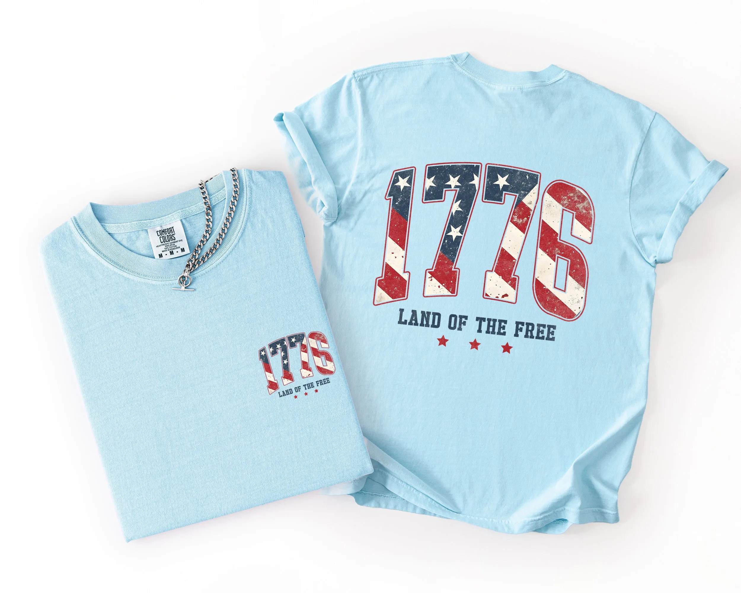 1776, Land Of The Free, USA, America, 4th of July, US Flag Comfort Colors T-Shirt sold by Refinery Number One product image thumbnail 2
