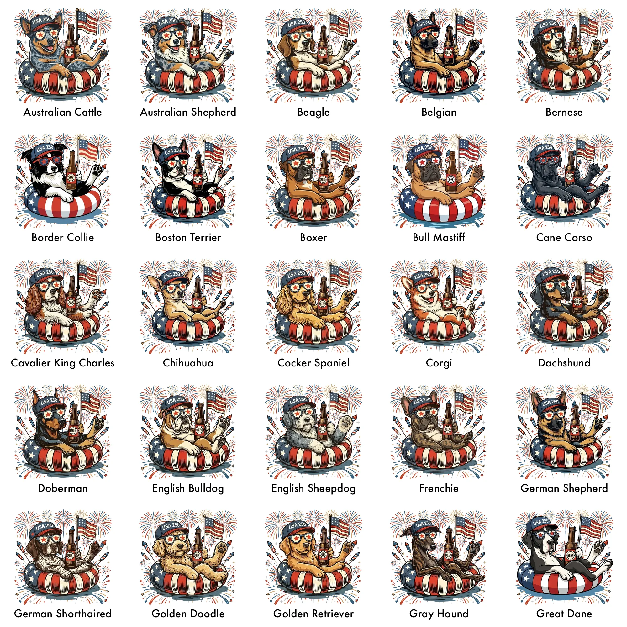 Patriotic Dogs: 4th of July Dog Comfort Colors Pocket Tee | 50+ Dog Breeds, Custom Available, USA Flag, Fireworks, America 250 sold by Refinery Number One product image thumbnail 2