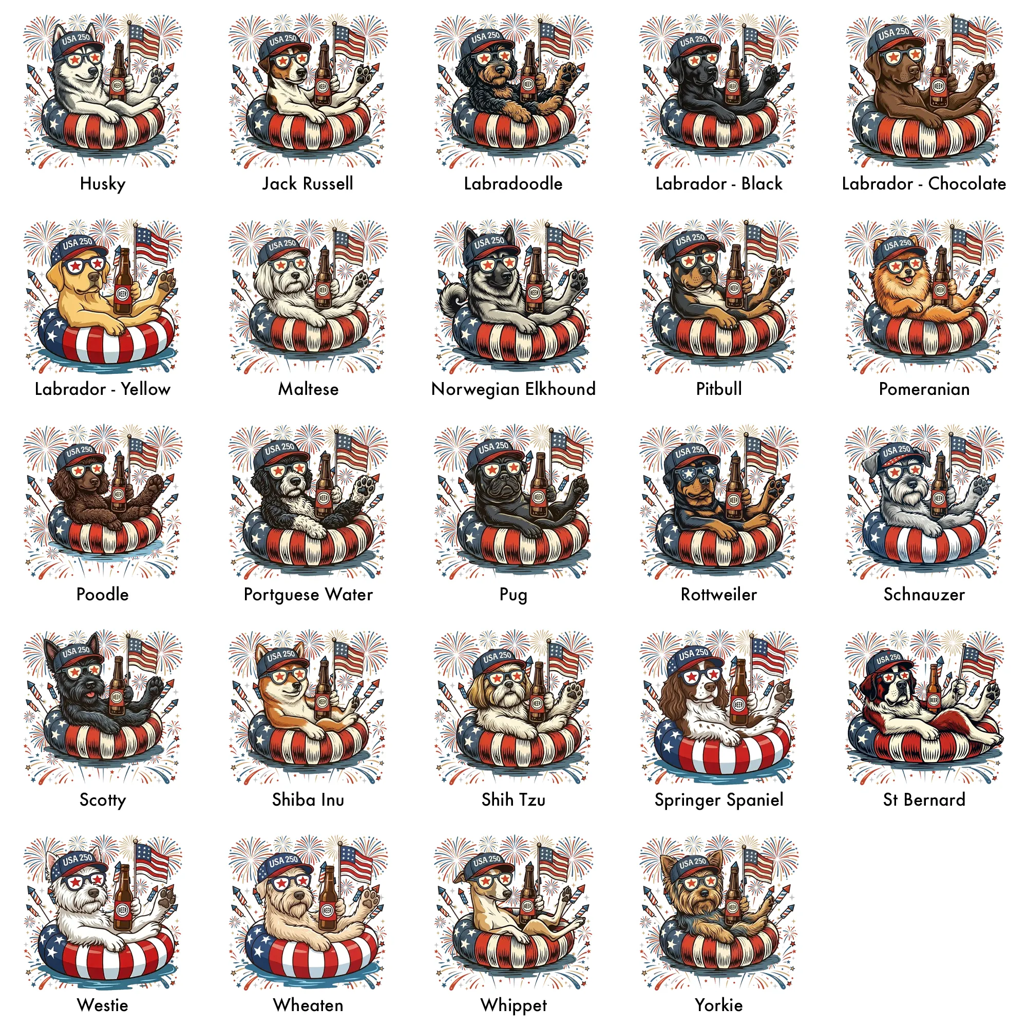 Patriotic Dogs: 4th of July Dog Comfort Colors Pocket Tee | 50+ Dog Breeds, Custom Available, USA Flag, Fireworks, America 250 sold by Refinery Number One product image thumbnail 3