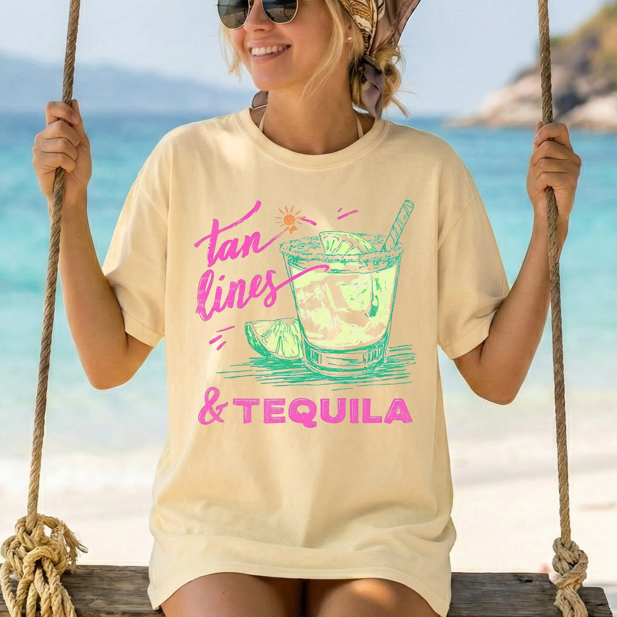 Tan Lines And Tequila, Margarita Beach Ready, Vacation, Sunshine, Summer Fun Comfort Colors T-Shirt sold by Refinery Number One product image thumbnail 4