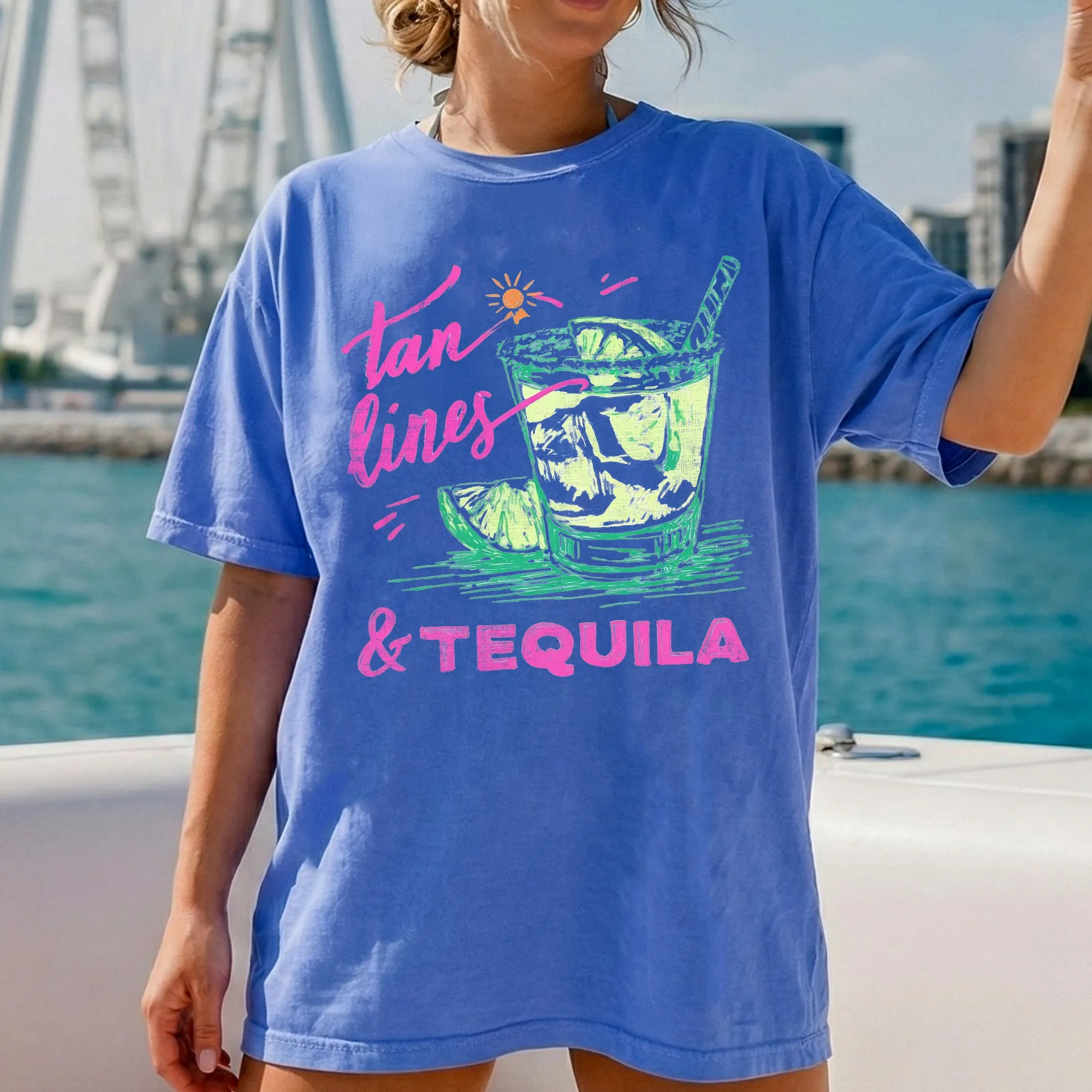 Tan Lines And Tequila, Margarita Beach Ready, Vacation, Sunshine, Summer Fun Comfort Colors T-Shirt sold by Refinery Number One product image thumbnail 2