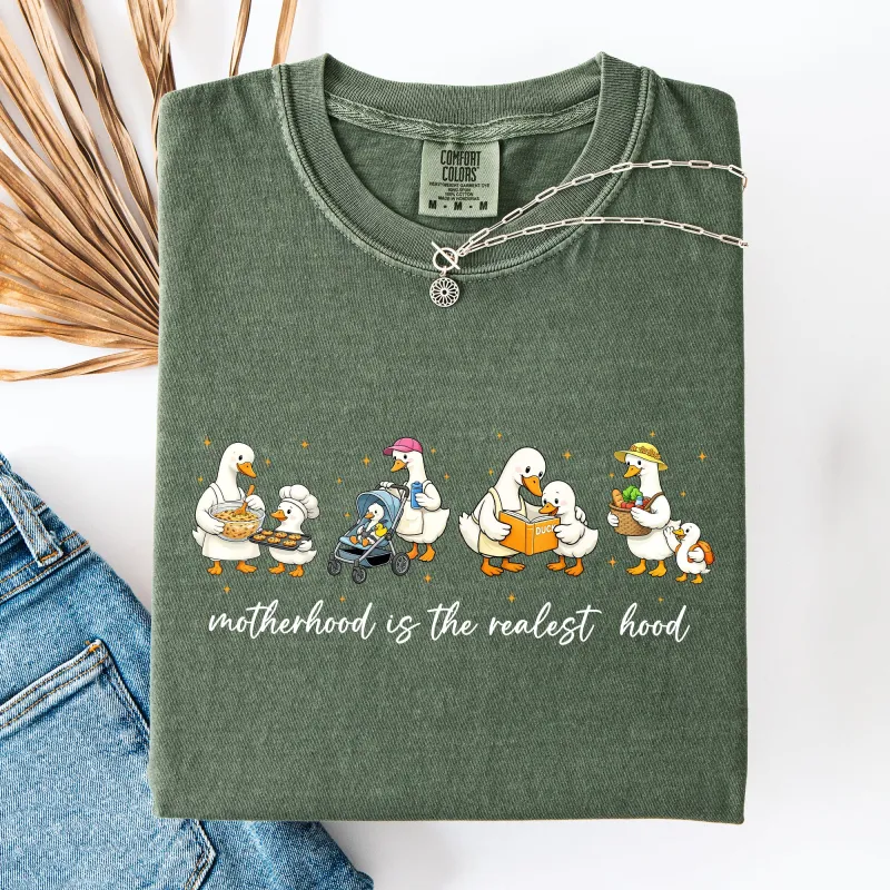 Motherhood Is The Realest Hood, Mother's Day, Mama, Mom, Funny Comfort Colors T-Shirt made by Refinery Number One