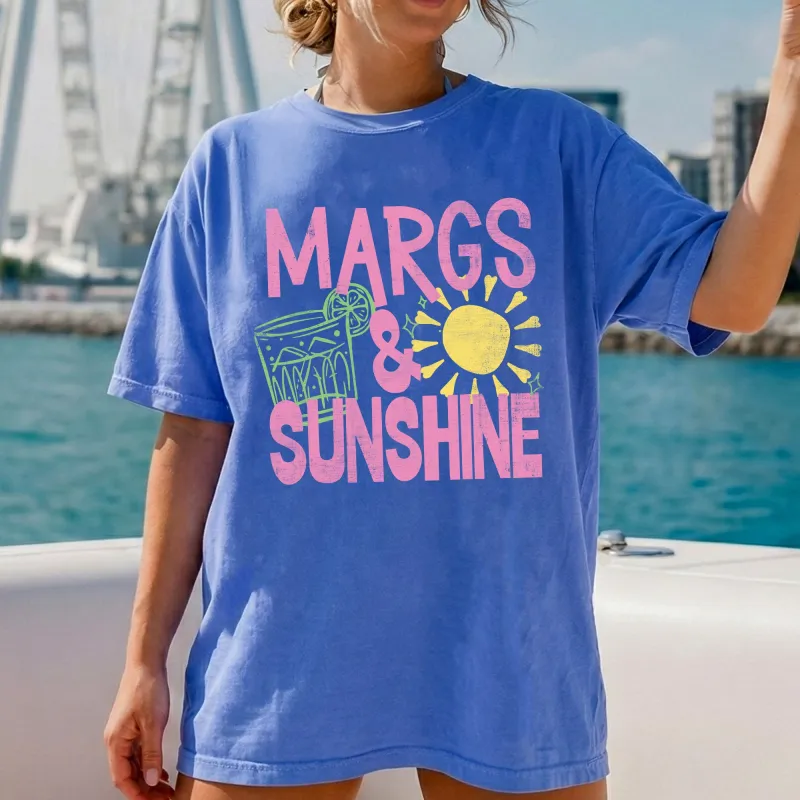 Margs and Sunshine, Margaritas, Beach Ready, Vacation, Sunshine, Summer Fun Comfort Colors T-Shirt made by Refinery Number One