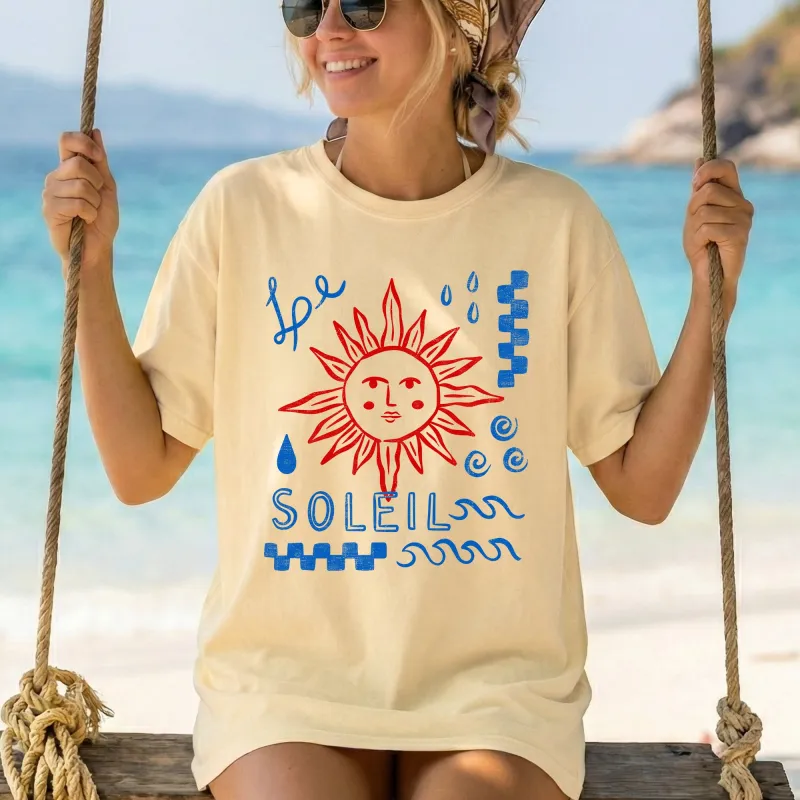 Le Soleil, Beach Ready, Vacation, Sunshine, Summer Fun, French Comfort Colors T-Shirt made by Refinery Number One