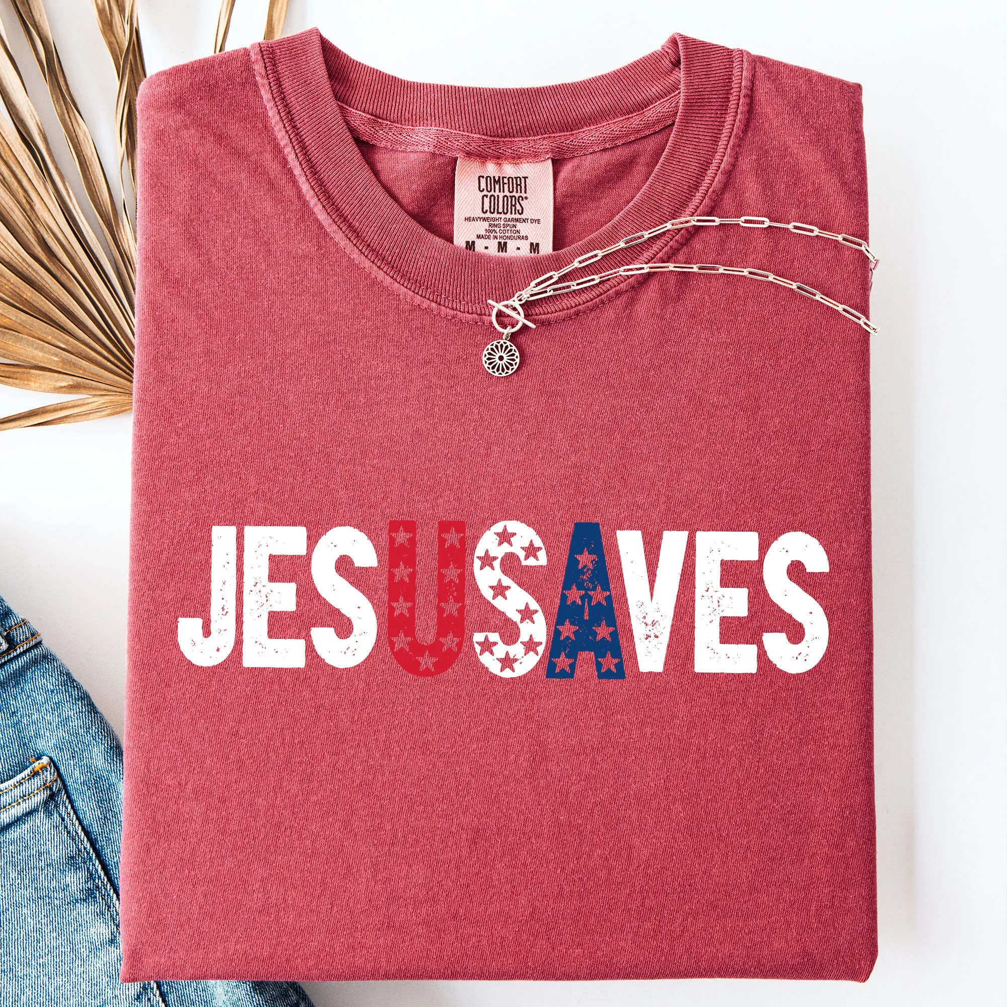 Jesus Saves, USA, Patriotic, Independence Day, America 250 Comfort Colors T-Shirt sold by Refinery Number One product image thumbnail 3