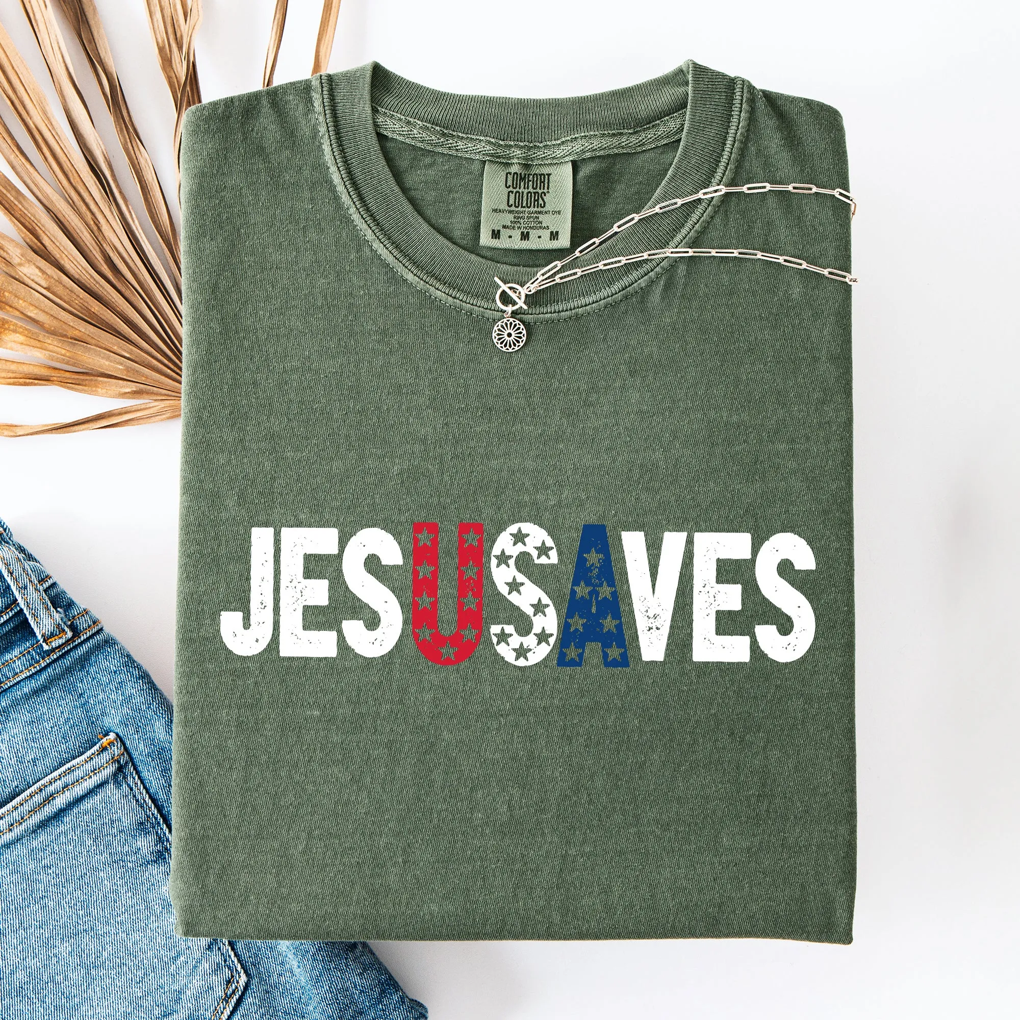 Jesus Saves, USA, Patriotic, Independence Day, America 250 Comfort Colors T-Shirt sold by Refinery Number One product image thumbnail 5
