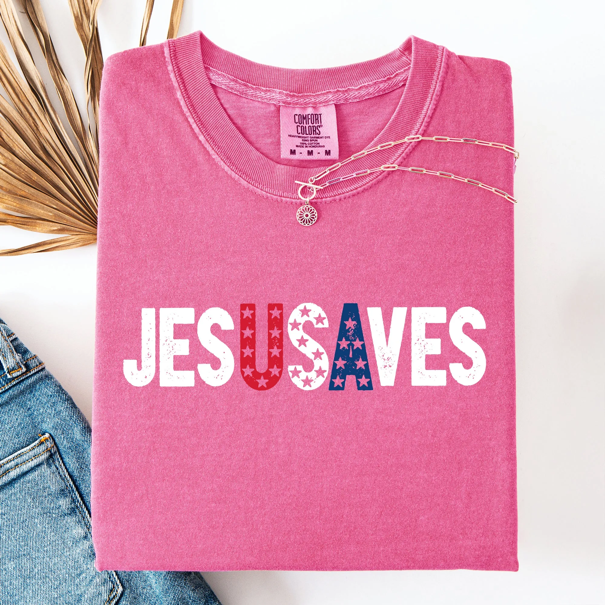 Jesus Saves, USA, Patriotic, Independence Day, America 250 Comfort Colors T-Shirt sold by Refinery Number One product image thumbnail 4