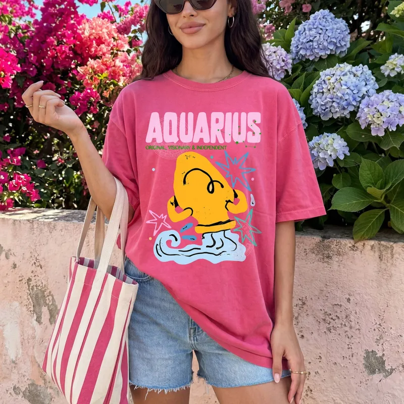 Colorful Zodiac Signs Comfort Colors Tshirt, Horoscope Vibes, Astrology, Aquarius, Aries, Cancer, Capricorn, Gemini, Leo, Libra, Pisces, Sagittarius, Scorpio, Taurus, Virgo, Gift, Trendy T-Shirt made by Refinery Number One