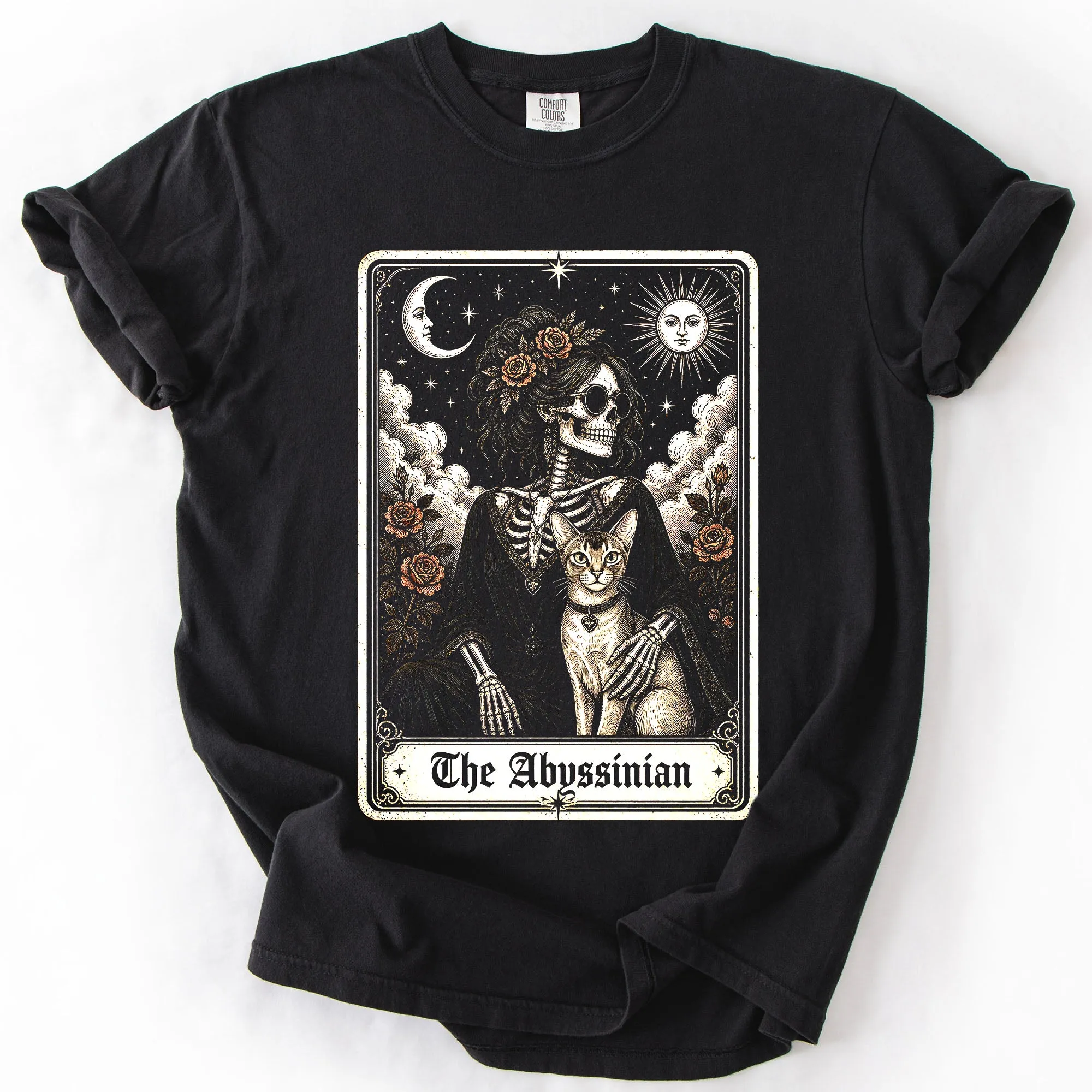 The Cat Mom's Tarot Tee | Vintage Tarot Card Cat Breed Portrait | Comfort Colors 1717 Black | Witchcore Halloween Cat Mom Shirt sold by Refinery Number One product image thumbnail 4