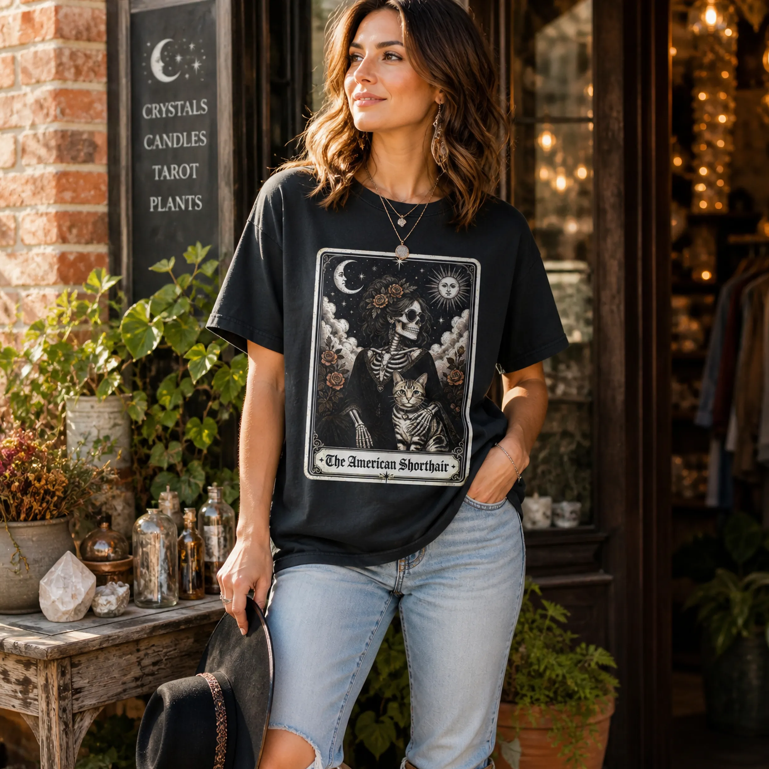 The Cat Mom's Tarot Tee | Vintage Tarot Card Cat Breed Portrait | Comfort Colors 1717 Black | Witchcore Halloween Cat Mom Shirt sold by Refinery Number One product image thumbnail 2