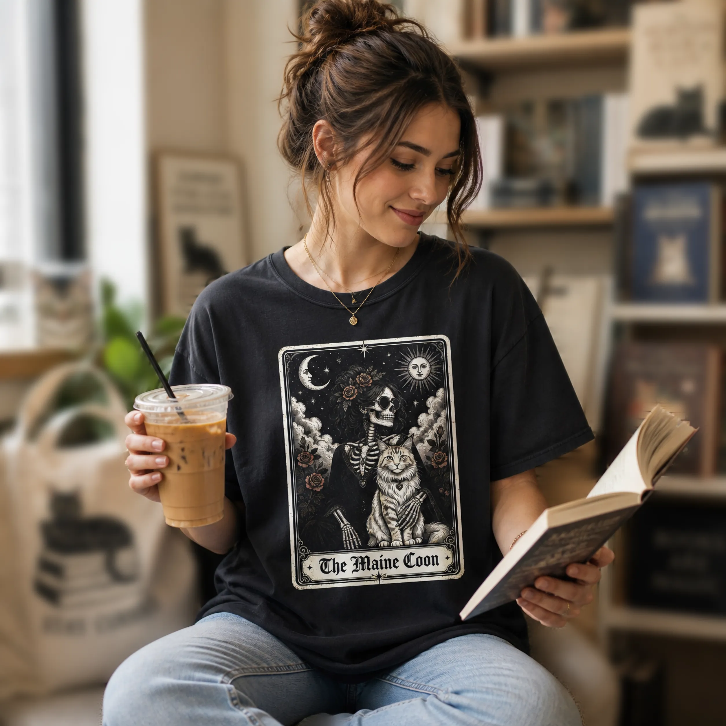 The Cat Mom's Tarot Tee | Vintage Tarot Card Cat Breed Portrait | Comfort Colors 1717 Black | Witchcore Halloween Cat Mom Shirt sold by Refinery Number One product image thumbnail 3