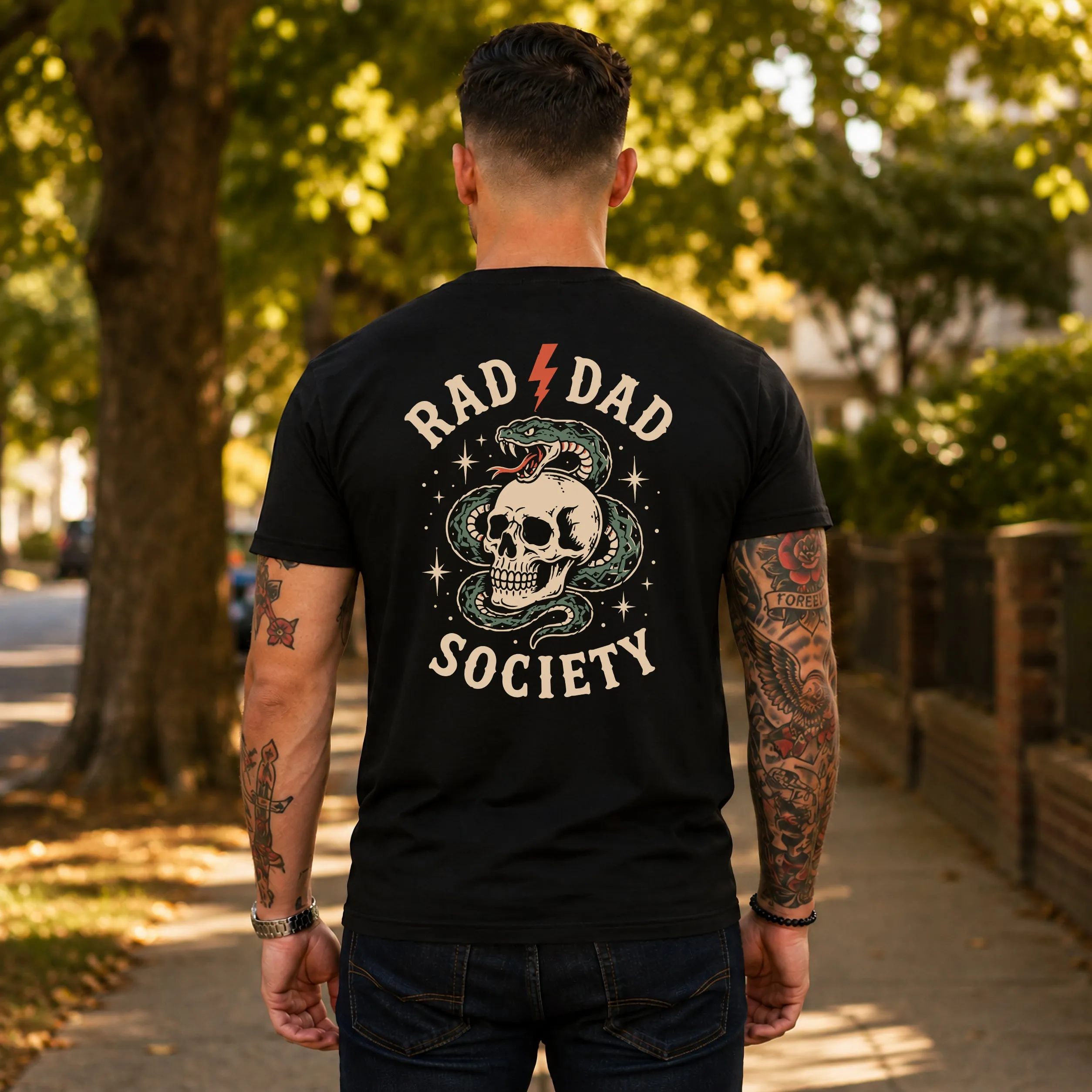 Rad Dad Society Father's Day Gift Tee Casual Fabric Menswear Soft Cozy Retro Style Comfortable Wear T-Shirt sold by Refinery Number One