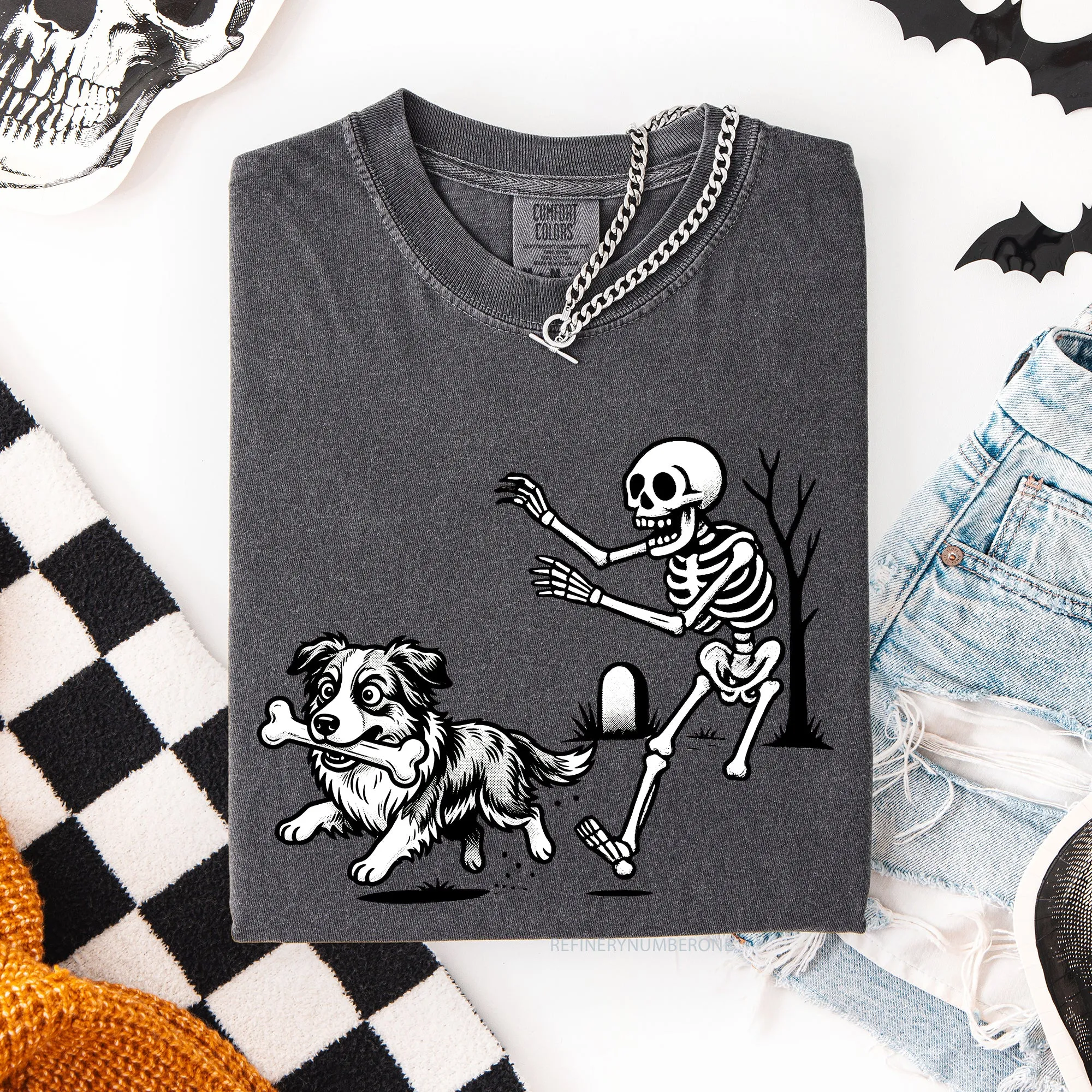 Funny Dog Breeds And Skeleton Halloween Moon Stars Gothic Vibe For Dog Moms And Dads Comfort Colors Tee sold by Refinery Number One product image thumbnail 2
