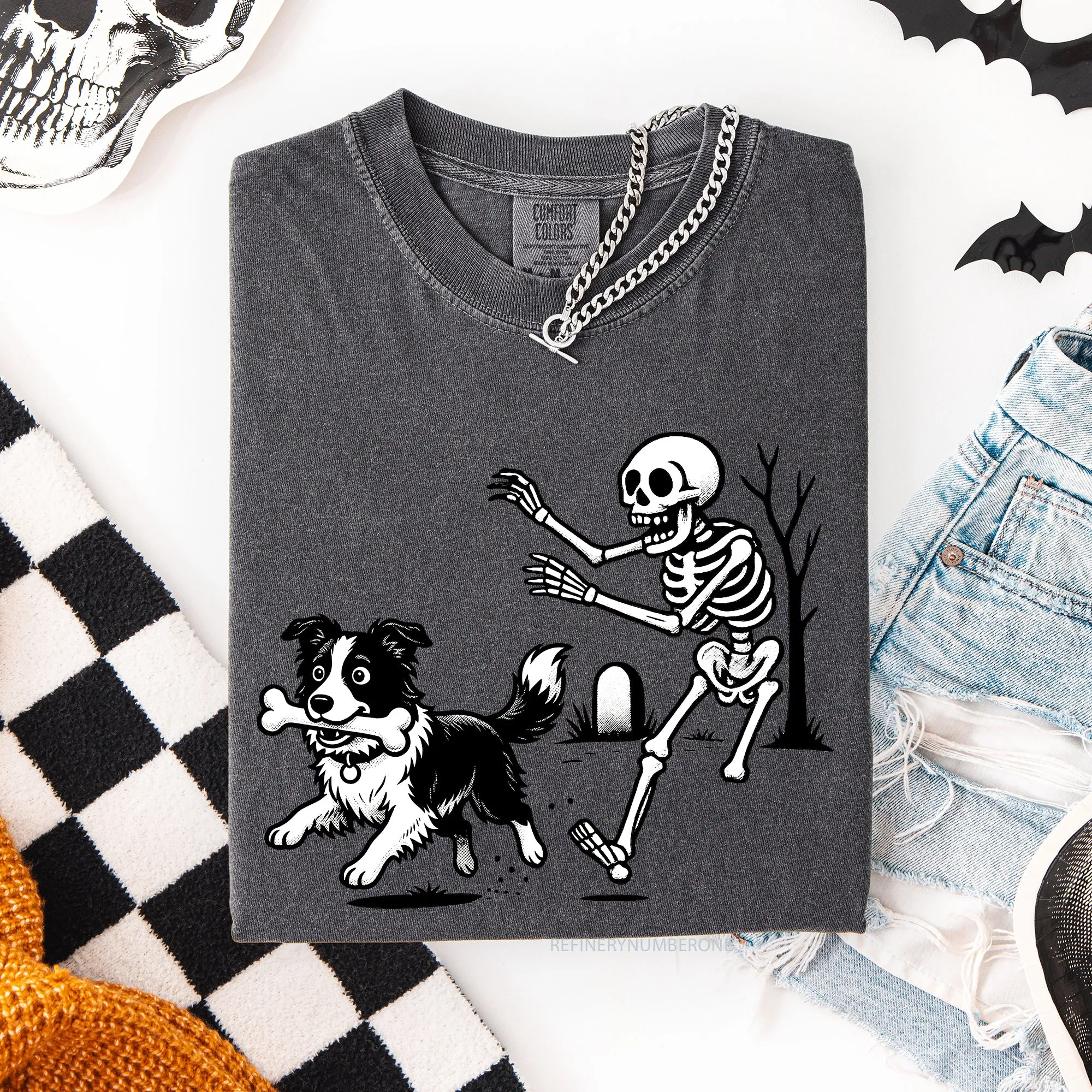 Funny Dog Breeds And Skeleton Halloween Moon Stars Gothic Vibe For Dog Moms And Dads Comfort Colors Tee sold by Refinery Number One product image thumbnail 5