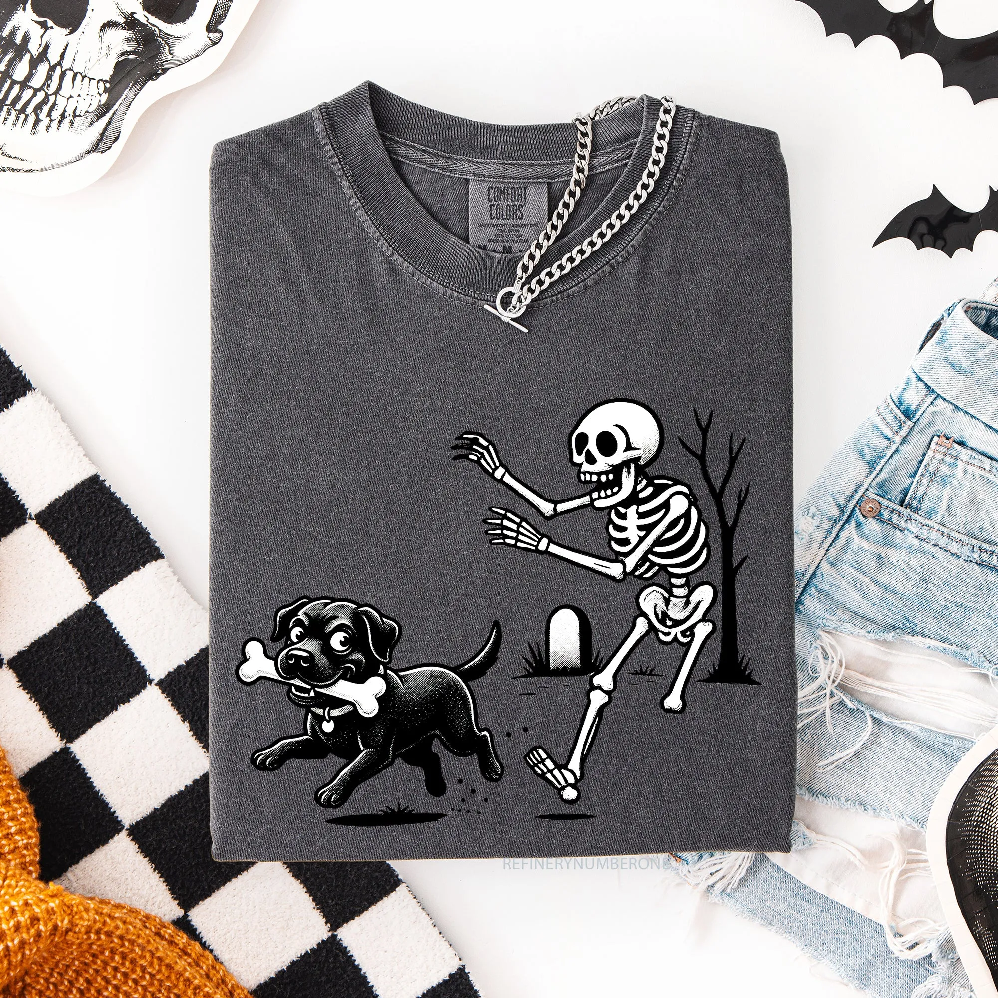 Funny Dog Breeds And Skeleton Halloween Moon Stars Gothic Vibe For Dog Moms And Dads Comfort Colors Tee sold by Refinery Number One product image thumbnail 4