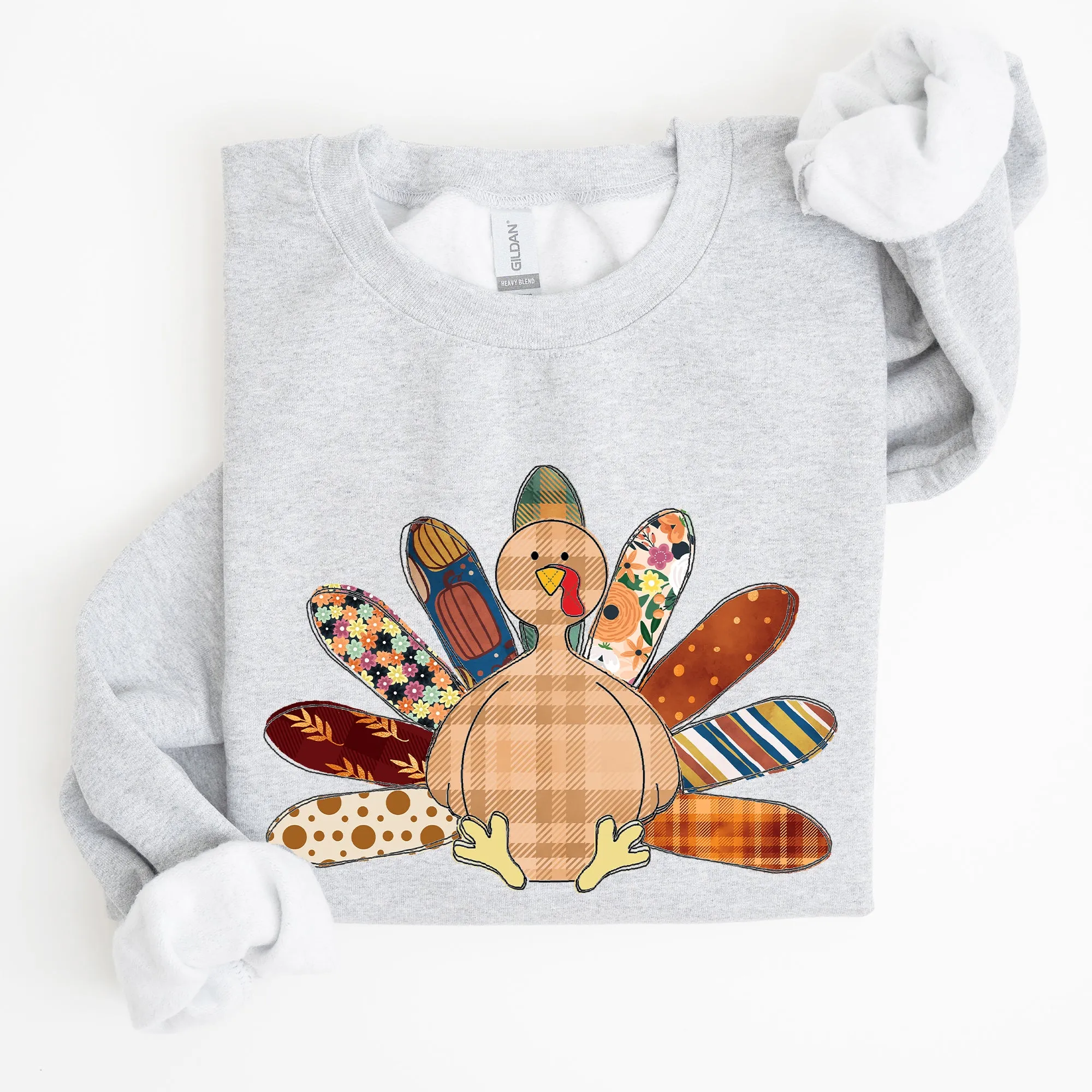 Thanksgiving Turkey Plaid Autumn Patterns Cozy Festive Decor Soft Fleece Lined Sweatshirt sold by Refinery Number One product image thumbnail 4