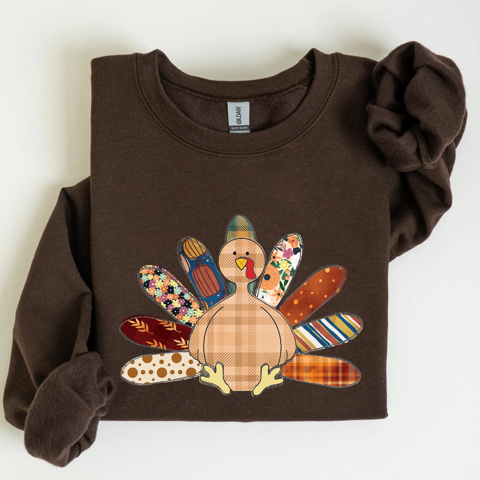 Thanksgiving Turkey Plaid Autumn Patterns Cozy Festive Decor Soft Fleece Lined Sweatshirt sold by Refinery Number One product image thumbnail 5