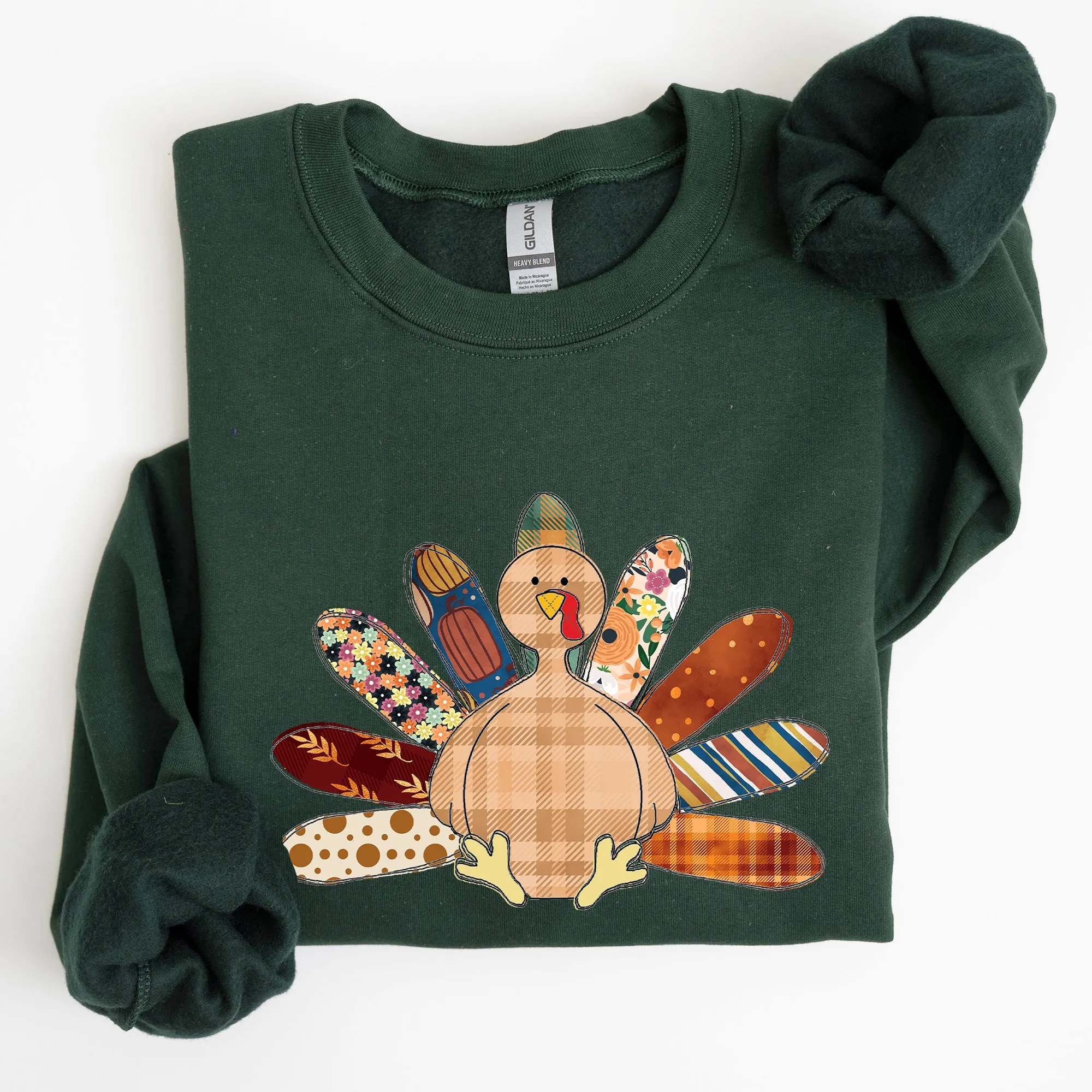 Thanksgiving Turkey Plaid Autumn Patterns Cozy Festive Decor Soft Fleece Lined Sweatshirt sold by Refinery Number One product image thumbnail 3