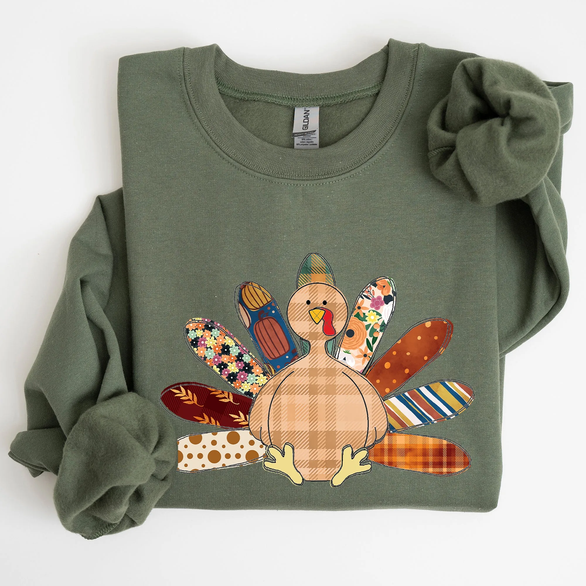 Thanksgiving Turkey Plaid Autumn Patterns Cozy Festive Decor Soft Fleece Lined Sweatshirt sold by Refinery Number One product image thumbnail 2