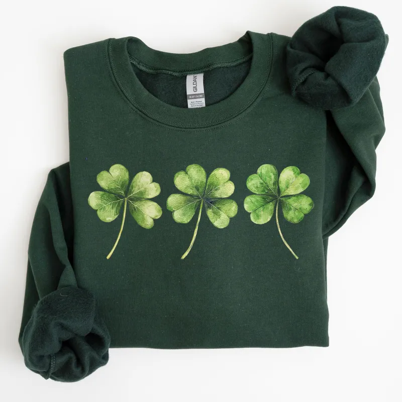 Shamrock Clover Retro St Paddy's Day Lucky Irish Charm Irish Heritage Sweatshirt made by Refinery Number One