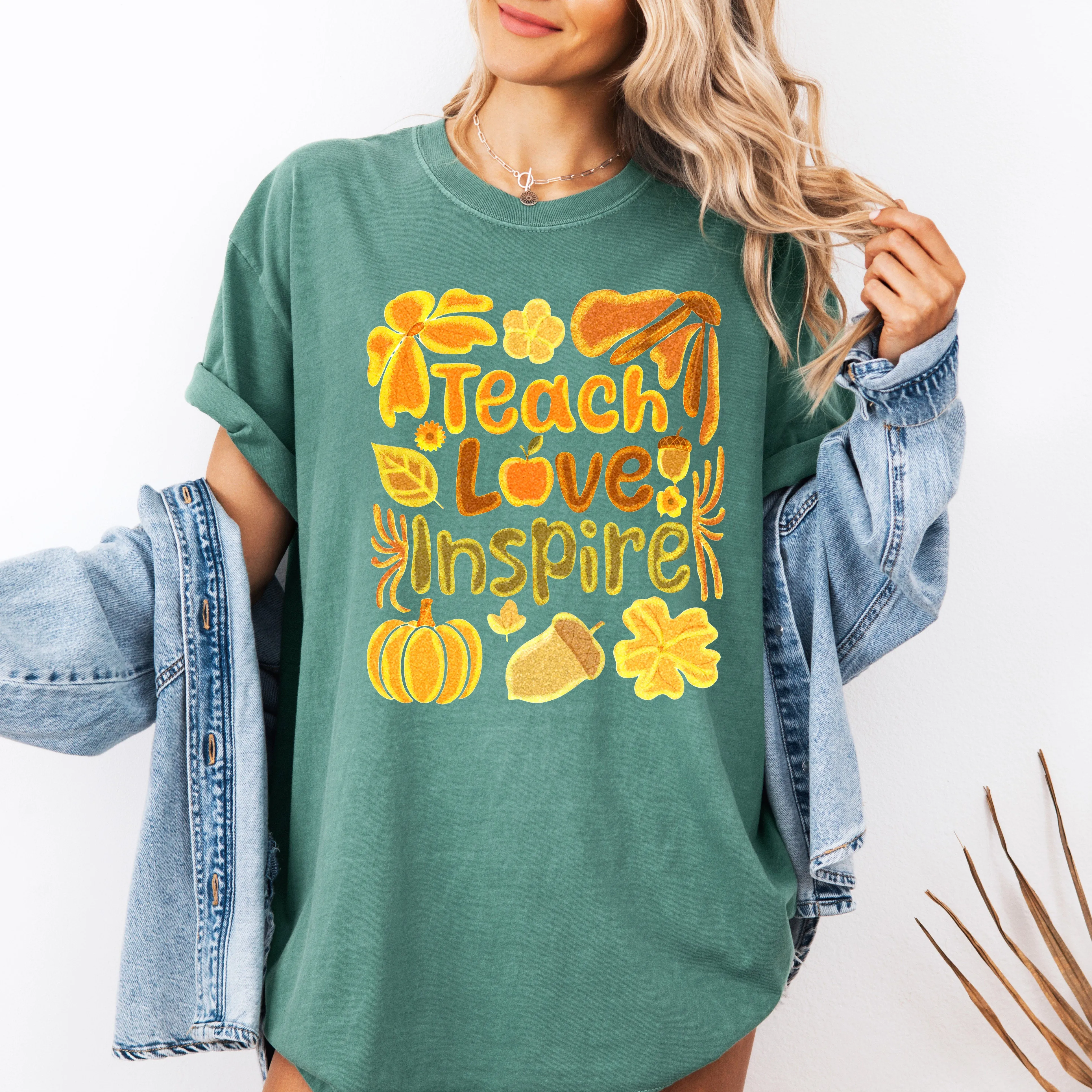 Teach Love Inspire Teacher Appreciation Back To School Motto Fall Season Comfort Colors Tee sold by Refinery Number One product image thumbnail 4