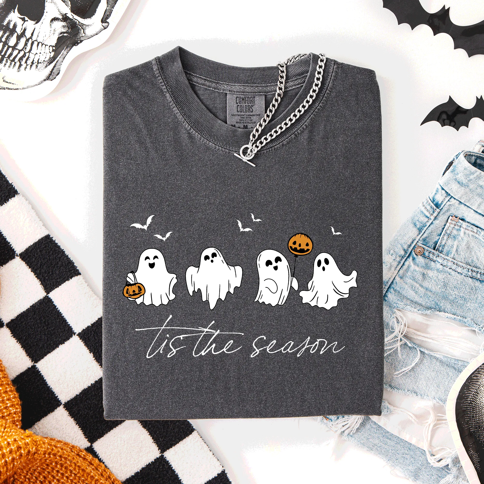 Tis The Season, Cute Ghosts Halloween Comfort Colors Tee sold by Refinery Number One product image thumbnail 4
