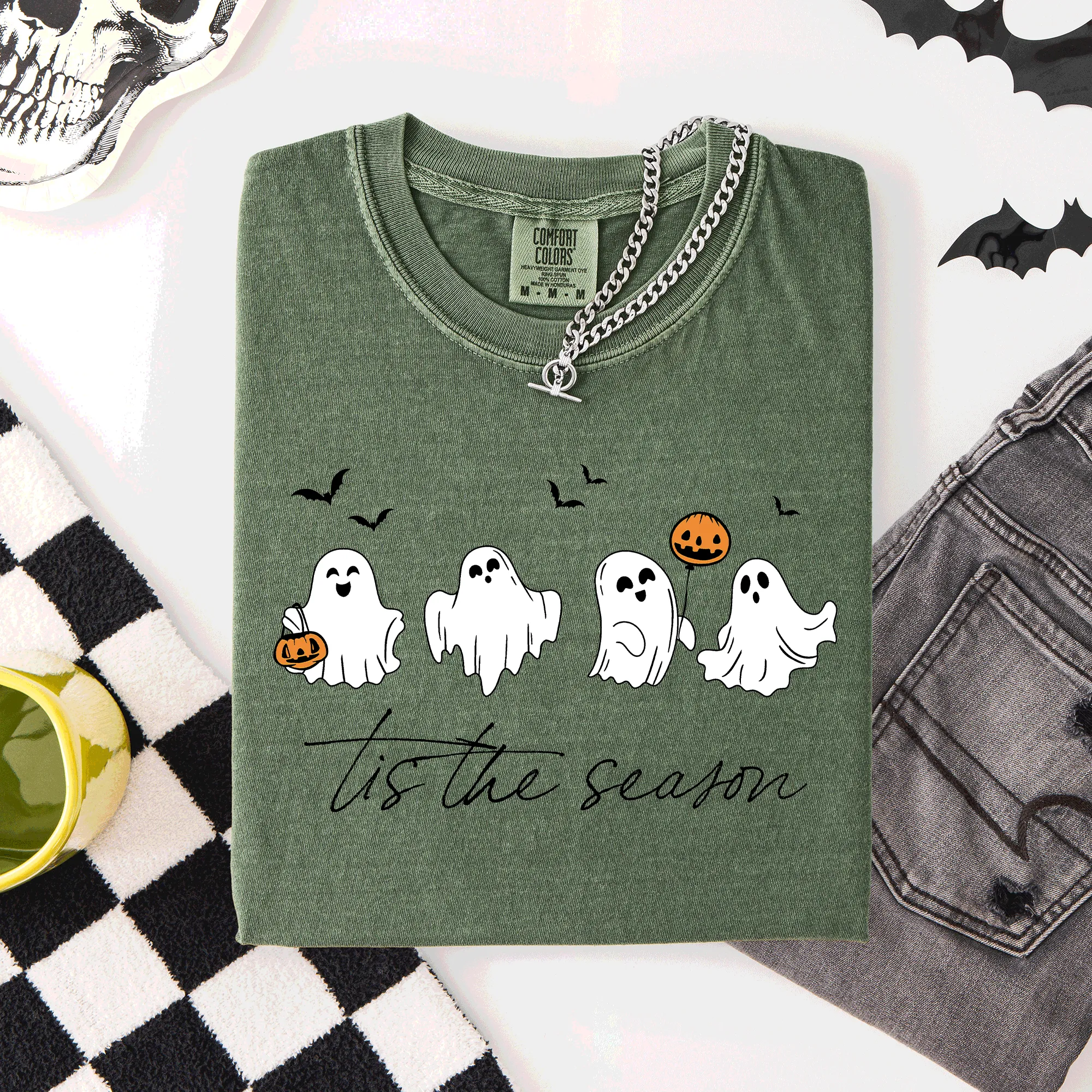 Tis The Season, Cute Ghosts Halloween Comfort Colors Tee sold by Refinery Number One product image thumbnail 3