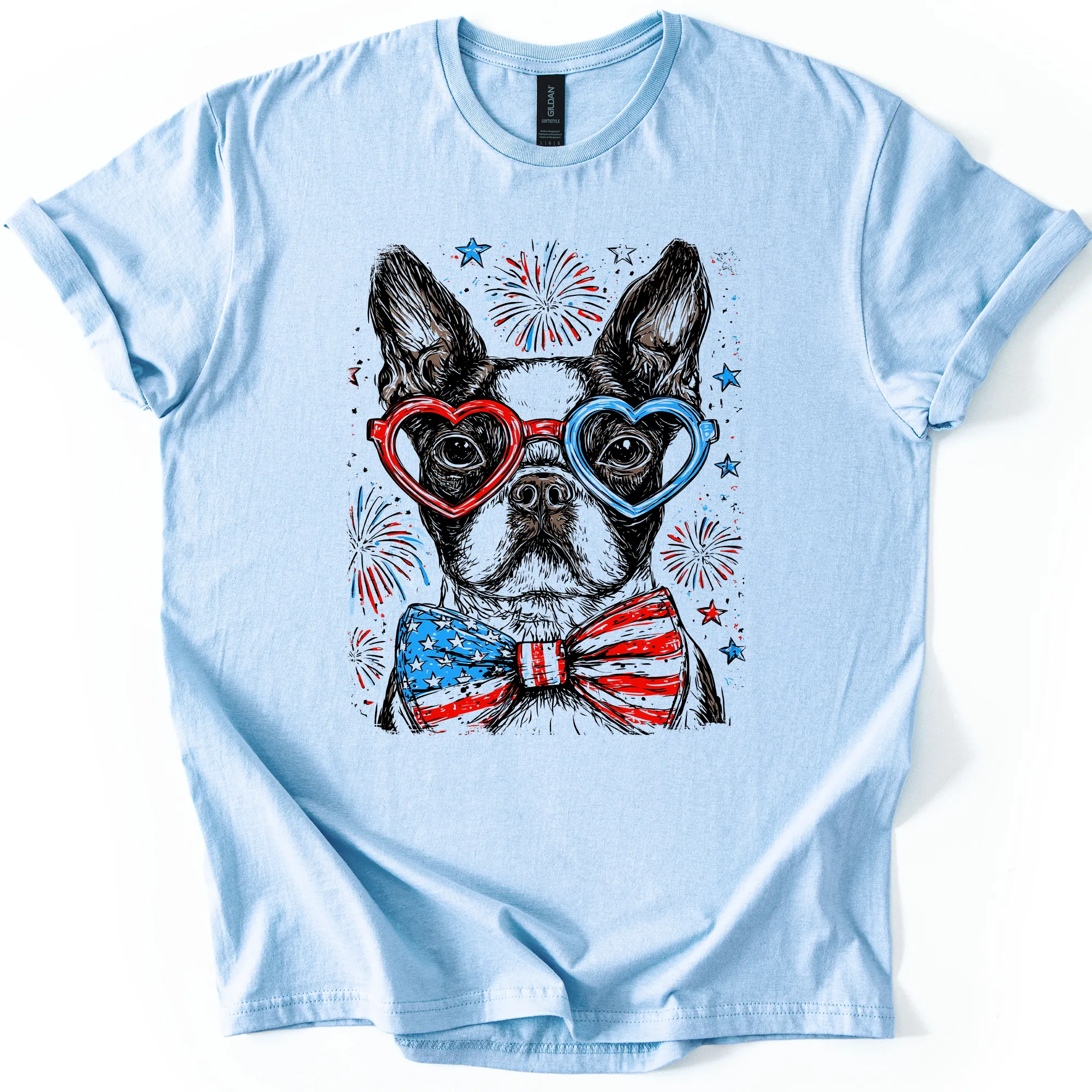 Boston Terrier Patriotic Dog USA Flag Fourth Of July Stars And Stripes Edition Graphic Tee sold by Refinery Number One product image thumbnail 2