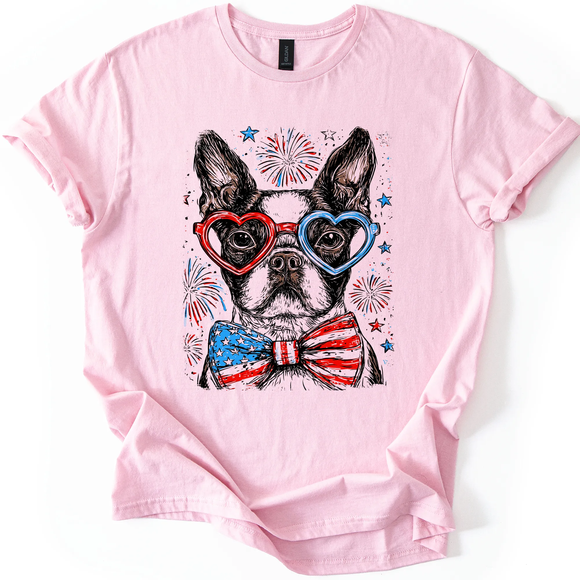 Boston Terrier Patriotic Dog USA Flag Fourth Of July Stars And Stripes Edition Graphic Tee sold by Refinery Number One product image thumbnail 3