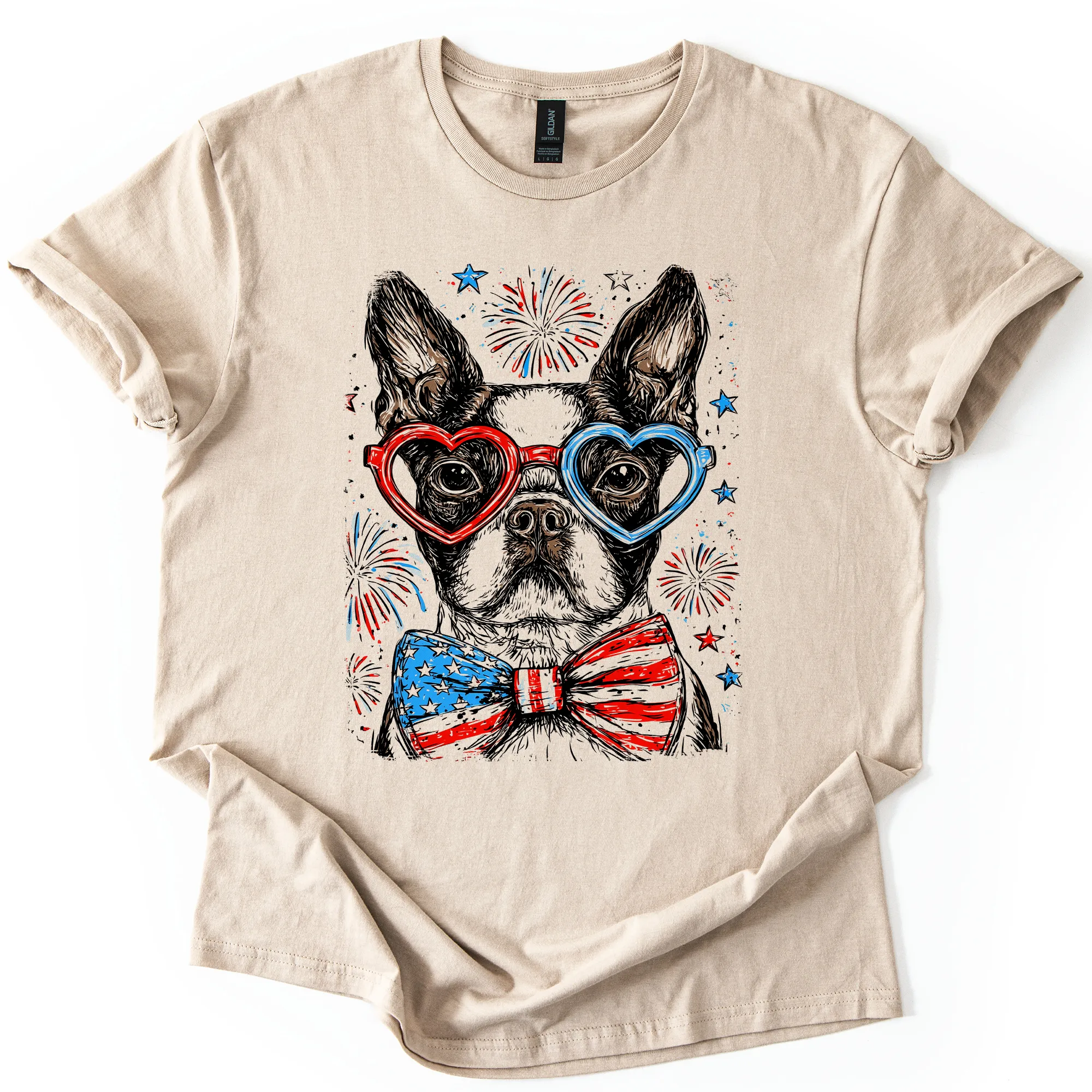 Boston Terrier Patriotic Dog USA Flag Fourth Of July Stars And Stripes Edition Graphic Tee sold by Refinery Number One product image thumbnail 4