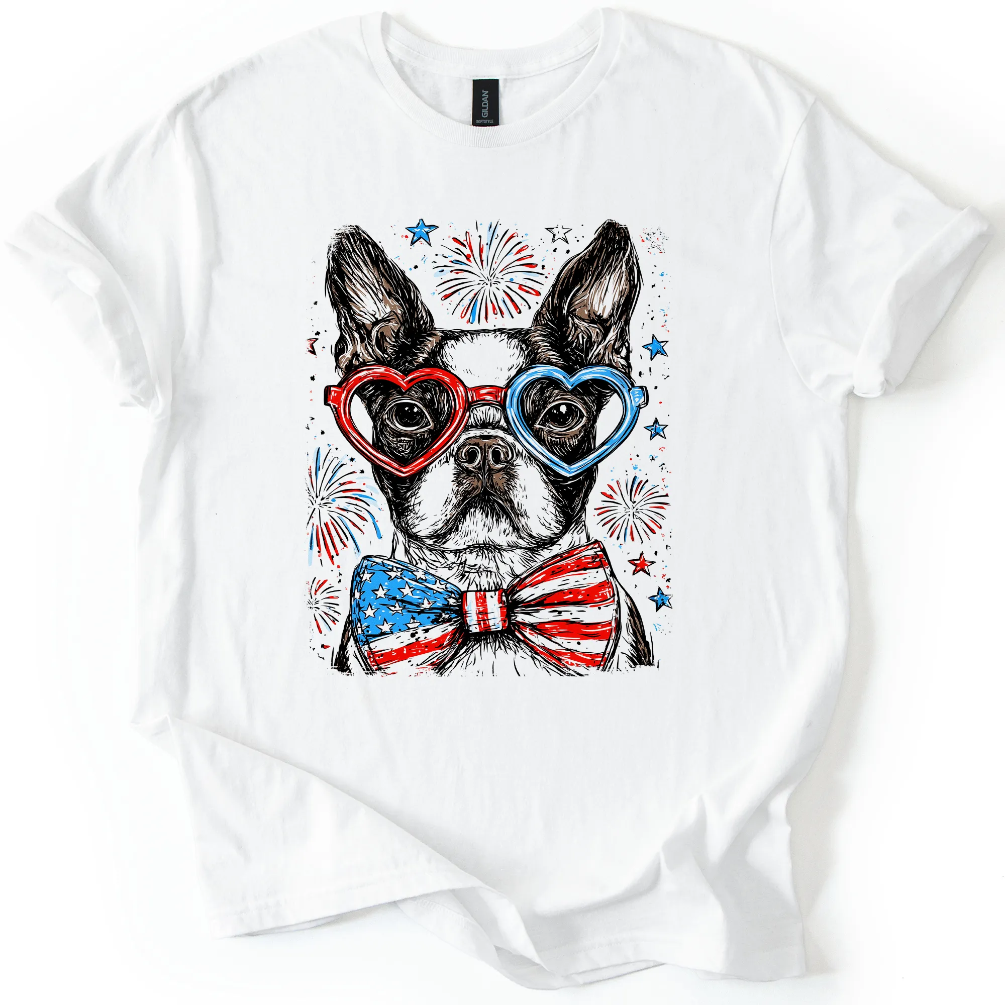 Boston Terrier Patriotic Dog USA Flag Fourth Of July Stars And Stripes Edition Graphic Tee sold by Refinery Number One product image thumbnail 5