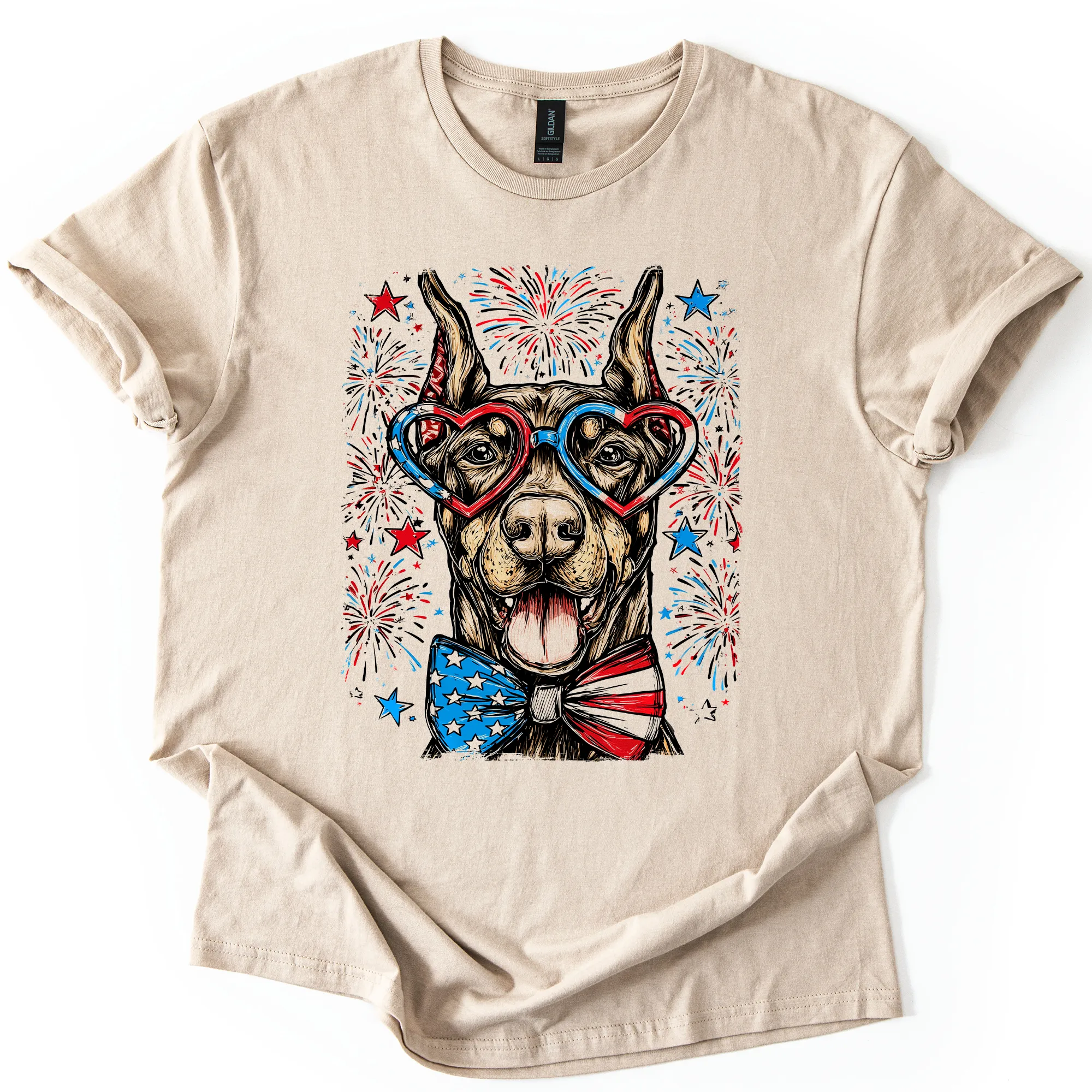 Doberman Patriotic Dog USA Flag Stars And Stripes Edition Graphic Tee For Proud Pet Lovers sold by Refinery Number One product image thumbnail 4
