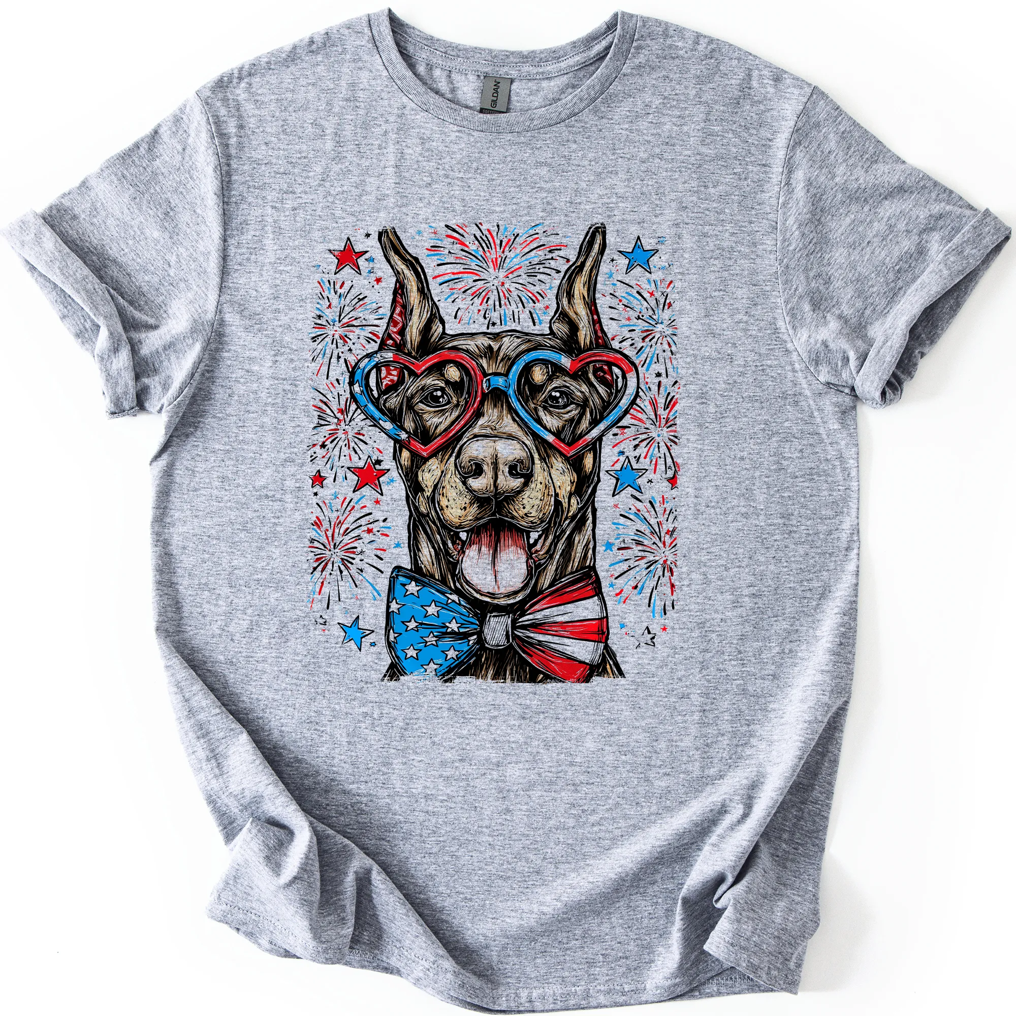 Doberman Patriotic Dog USA Flag Stars And Stripes Edition Graphic Tee For Proud Pet Lovers sold by Refinery Number One product image thumbnail 5