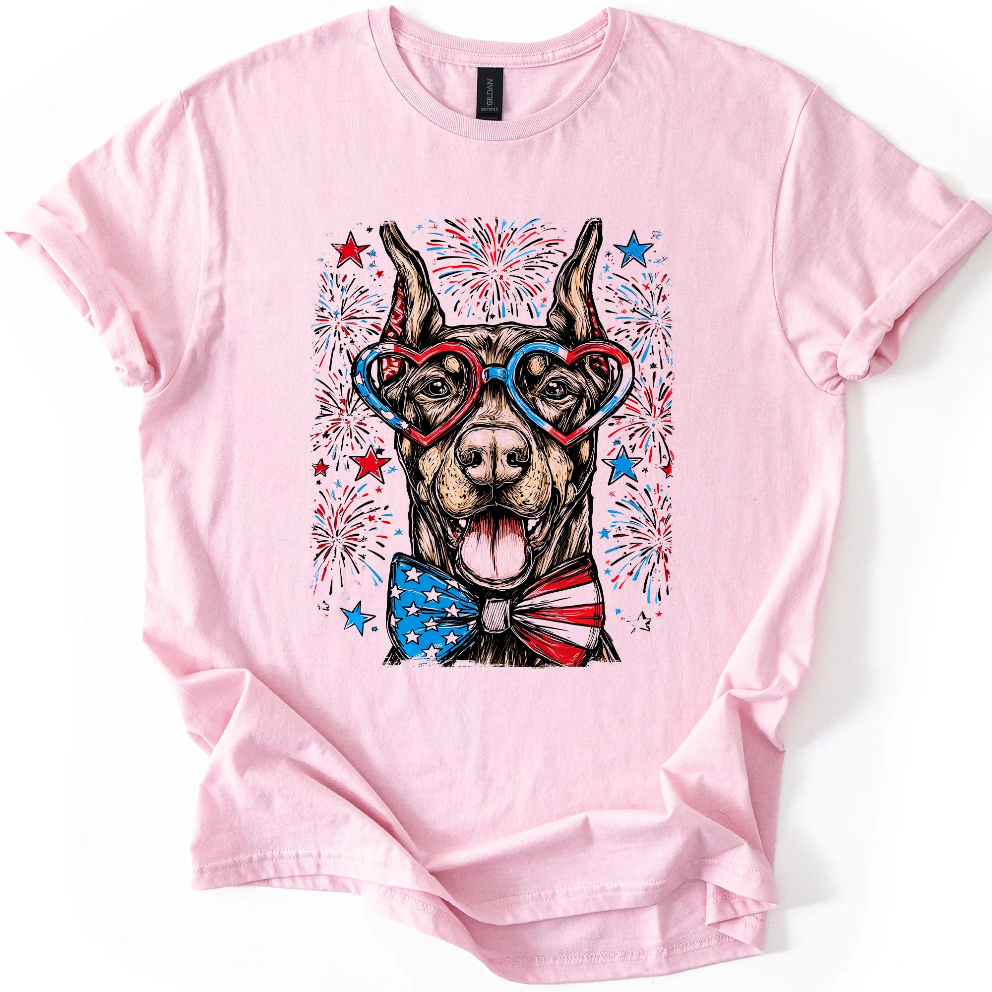 Doberman Patriotic Dog USA Flag Stars And Stripes Edition Graphic Tee For Proud Pet Lovers sold by Refinery Number One product image thumbnail 3
