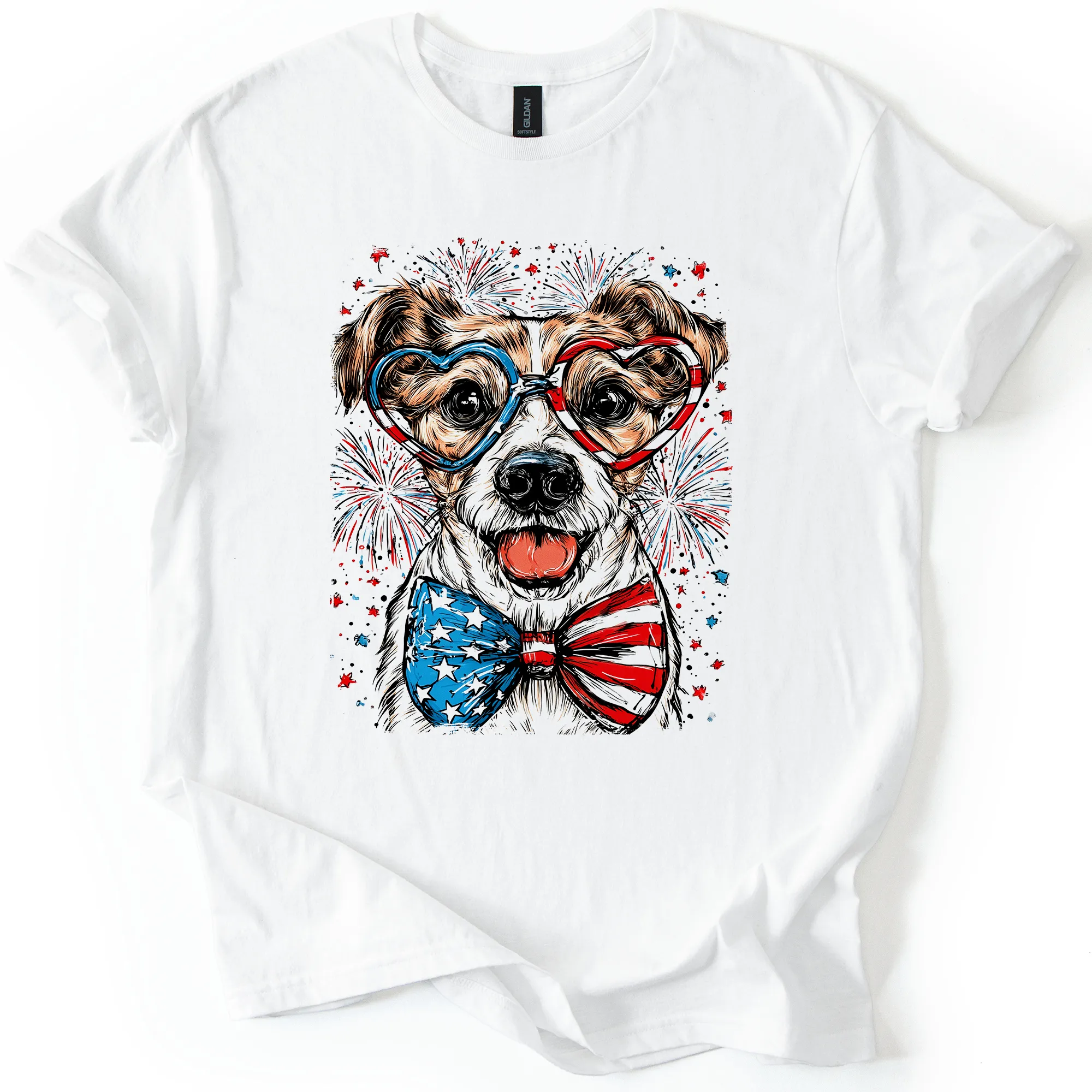 Jack Russell Terrier Patriotic Dog USA Flag Fourth Of July Pride Design Graphic Tee sold by Refinery Number One product image thumbnail 5
