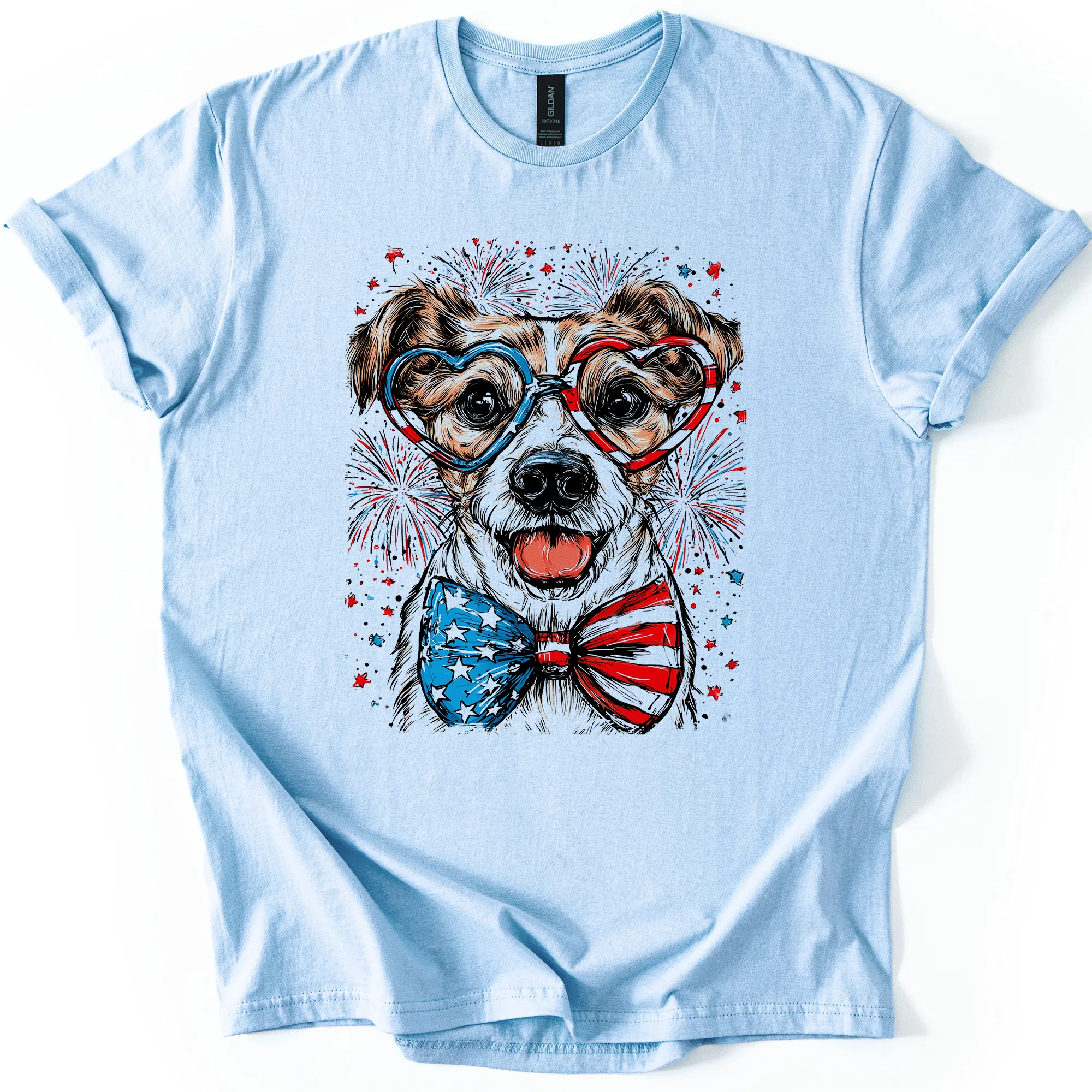 Jack Russell Terrier Patriotic Dog USA Flag Fourth Of July Pride Design Graphic Tee sold by Refinery Number One product image thumbnail 2