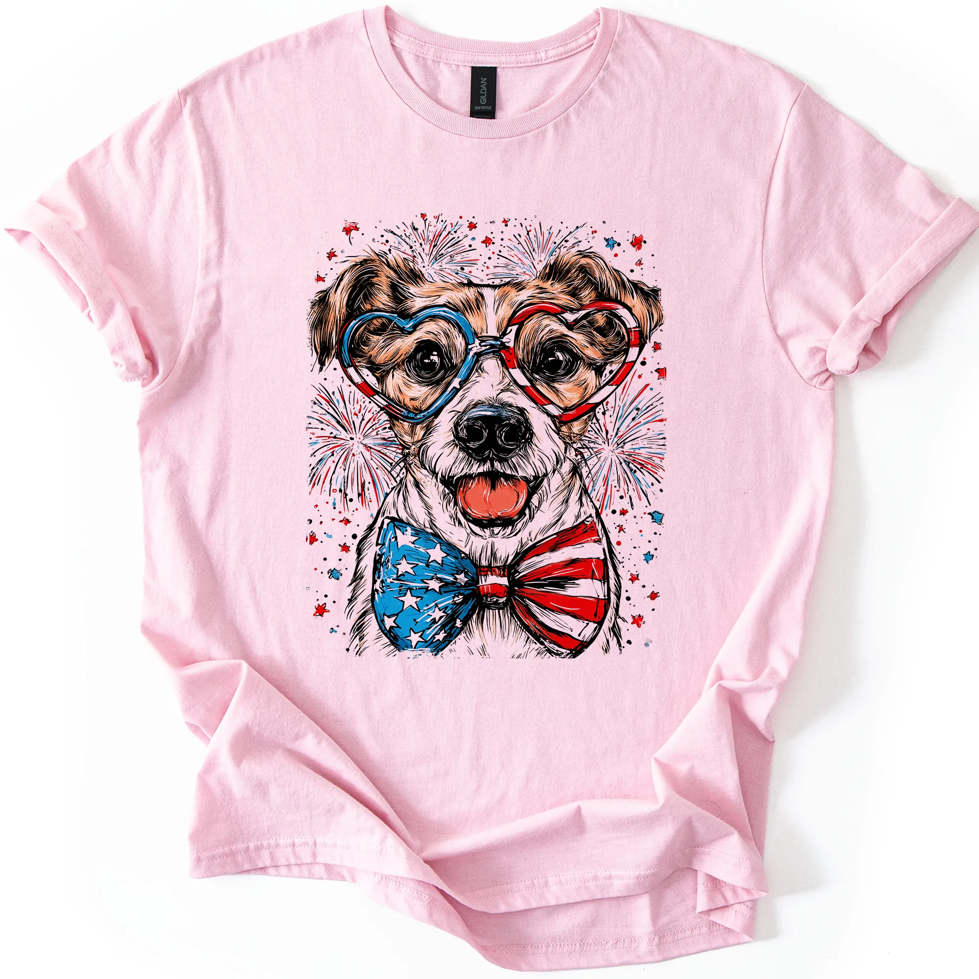 Jack Russell Terrier Patriotic Dog USA Flag Fourth Of July Pride Design Graphic Tee sold by Refinery Number One product image thumbnail 3