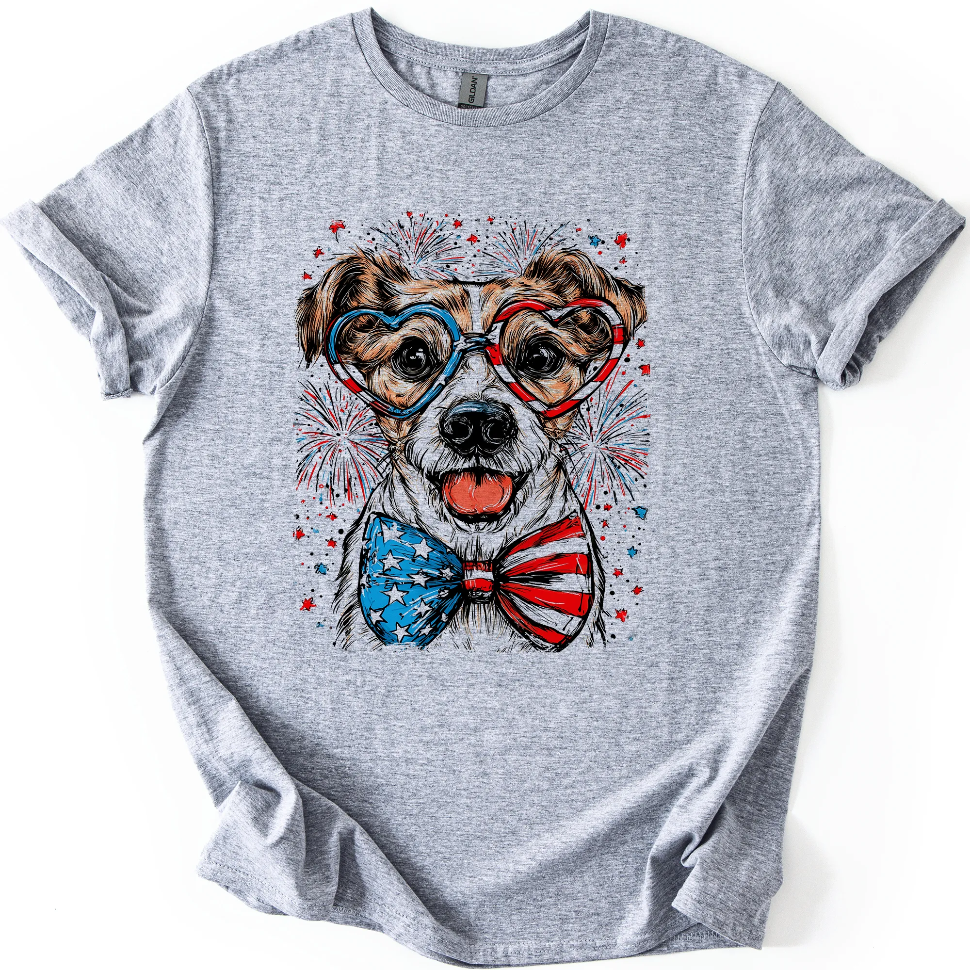 Jack Russell Terrier Patriotic Dog USA Flag Fourth Of July Pride Design Graphic Tee sold by Refinery Number One product image thumbnail 4