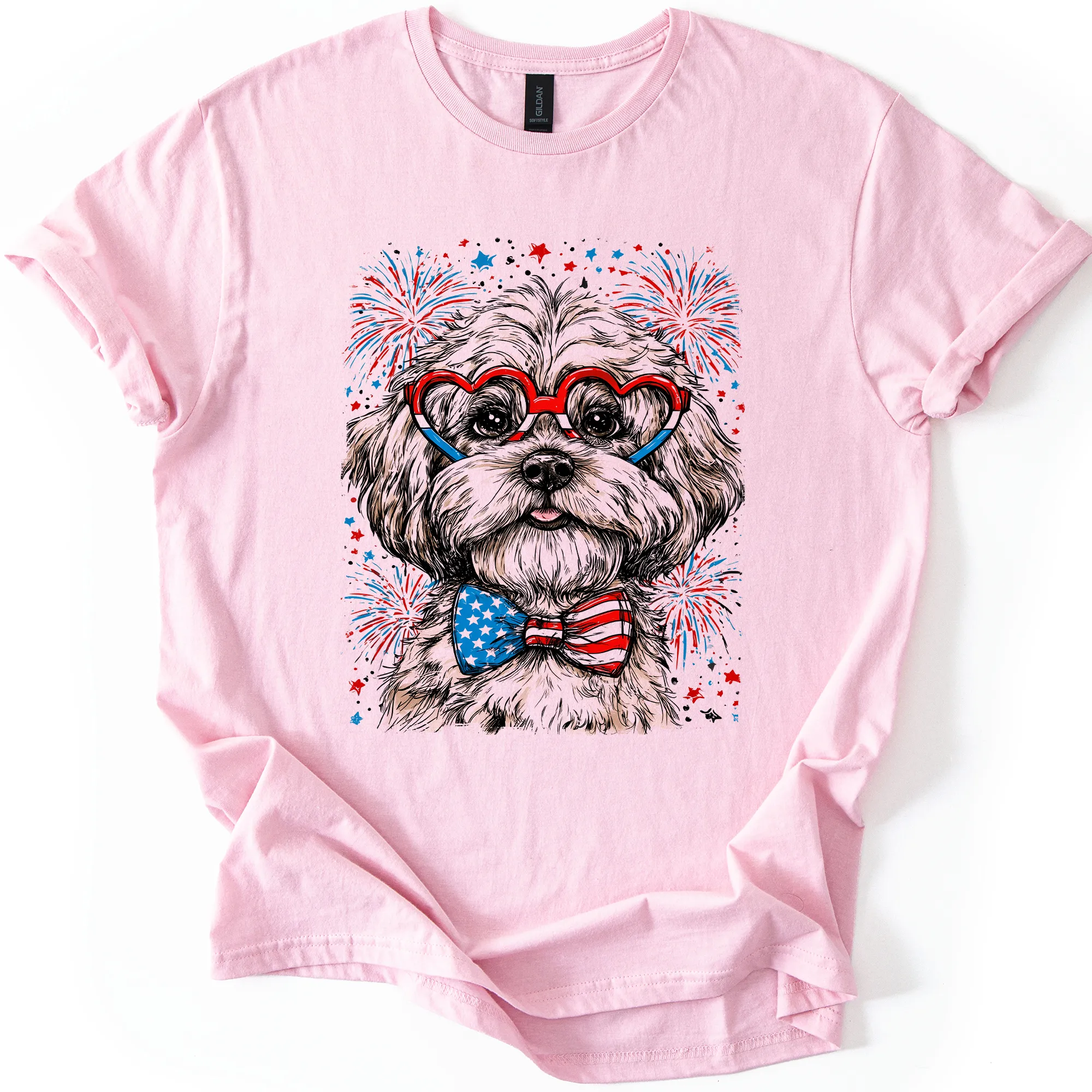 Maltese Patriotic Dog USA Flag Pride 4th of July Pet Lover American Spirit Graphic Tee sold by Refinery Number One product image thumbnail 2