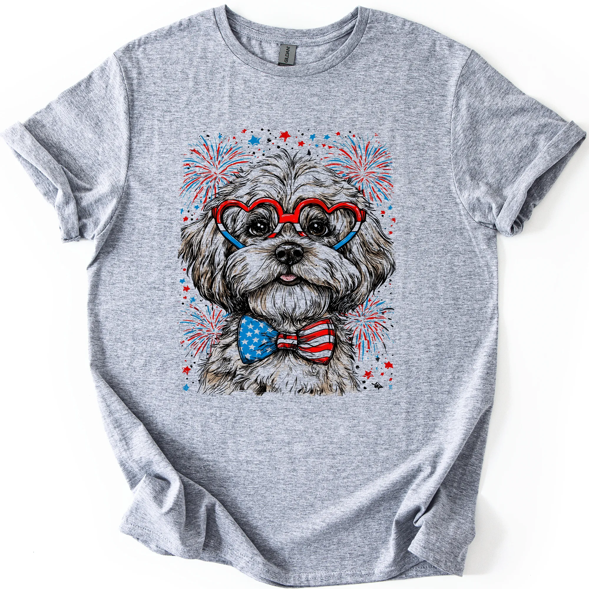Maltese Patriotic Dog USA Flag Pride 4th of July Pet Lover American Spirit Graphic Tee sold by Refinery Number One product image thumbnail 4
