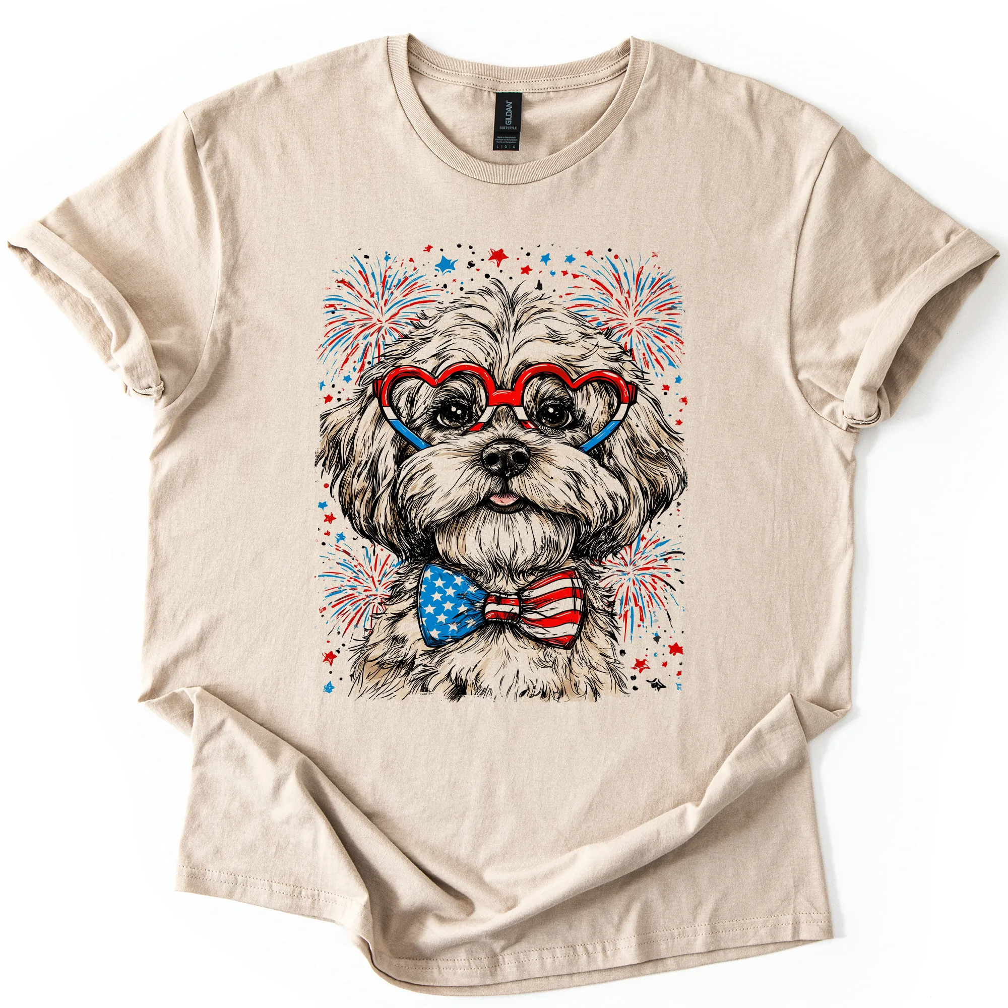 Maltese Patriotic Dog USA Flag Pride 4th of July Pet Lover American Spirit Graphic Tee sold by Refinery Number One product image thumbnail 3