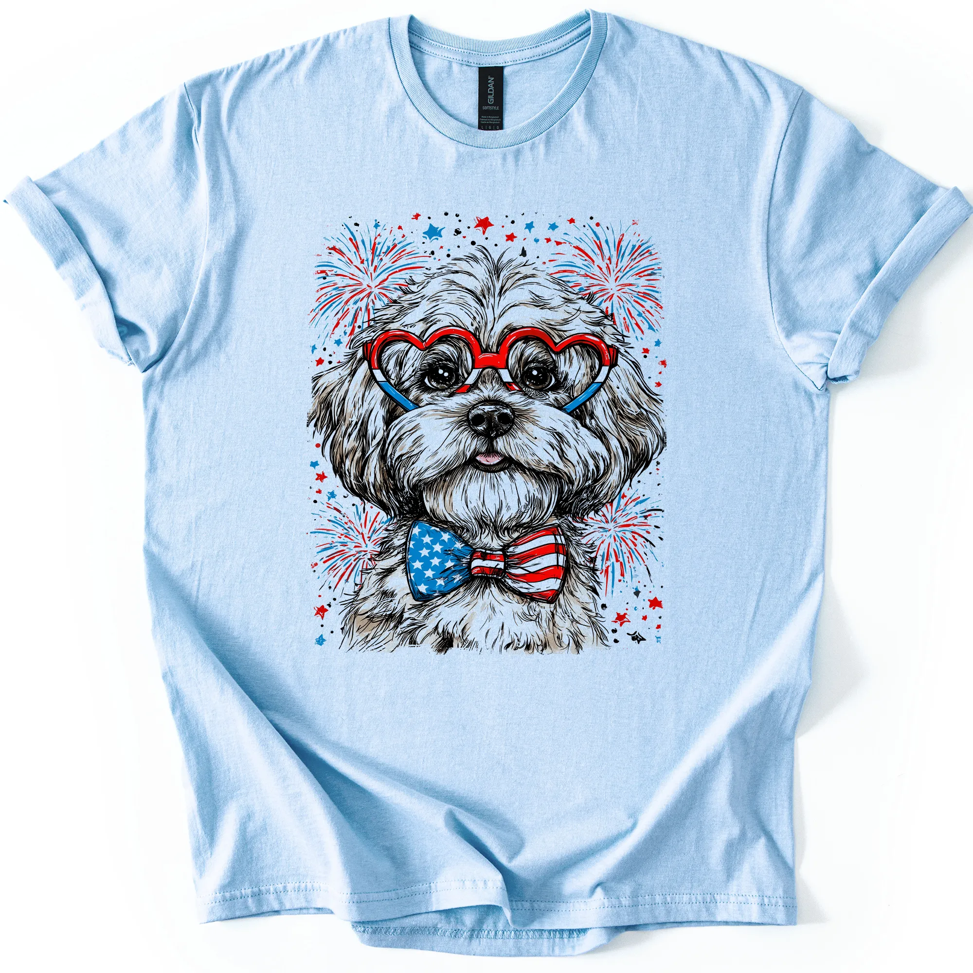 Maltese Patriotic Dog USA Flag Pride 4th of July Pet Lover American Spirit Graphic Tee sold by Refinery Number One