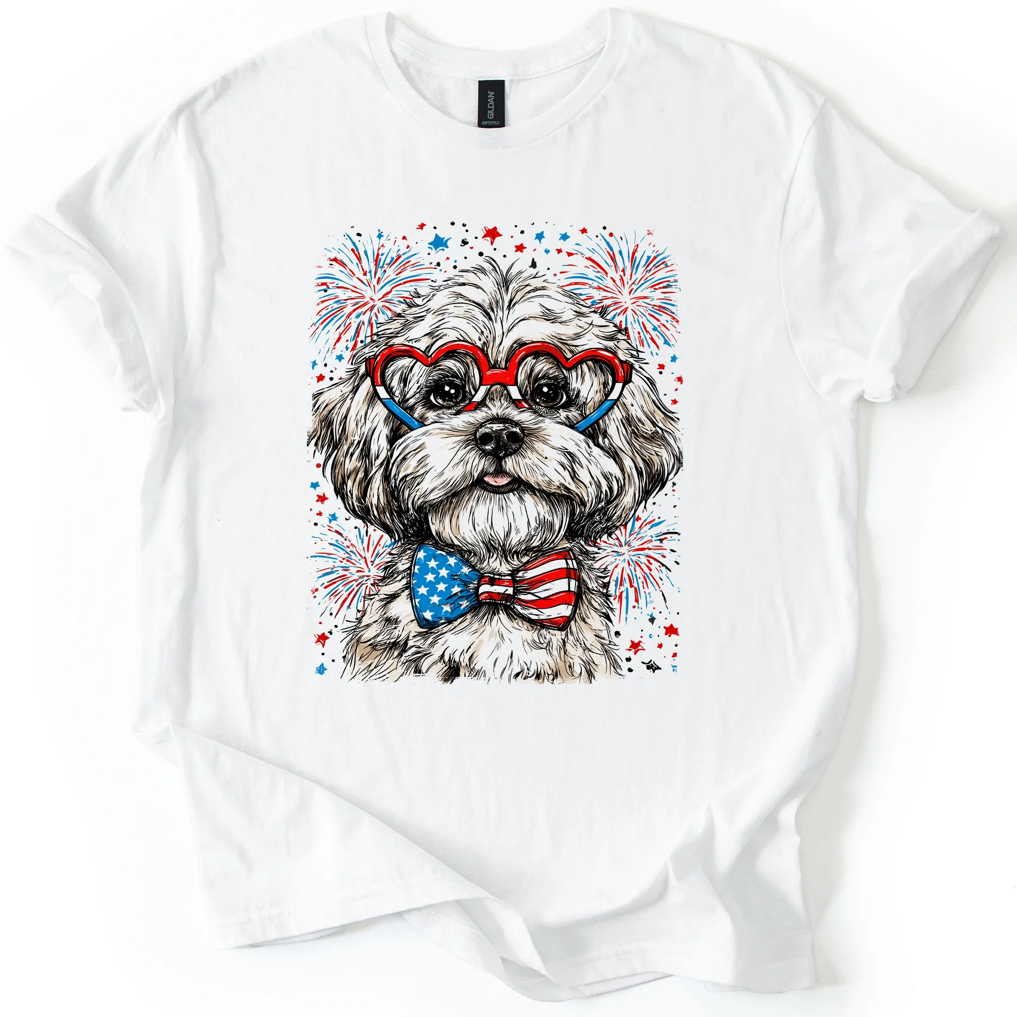 Maltese Patriotic Dog USA Flag Pride 4th of July Pet Lover American Spirit Graphic Tee sold by Refinery Number One product image thumbnail 5