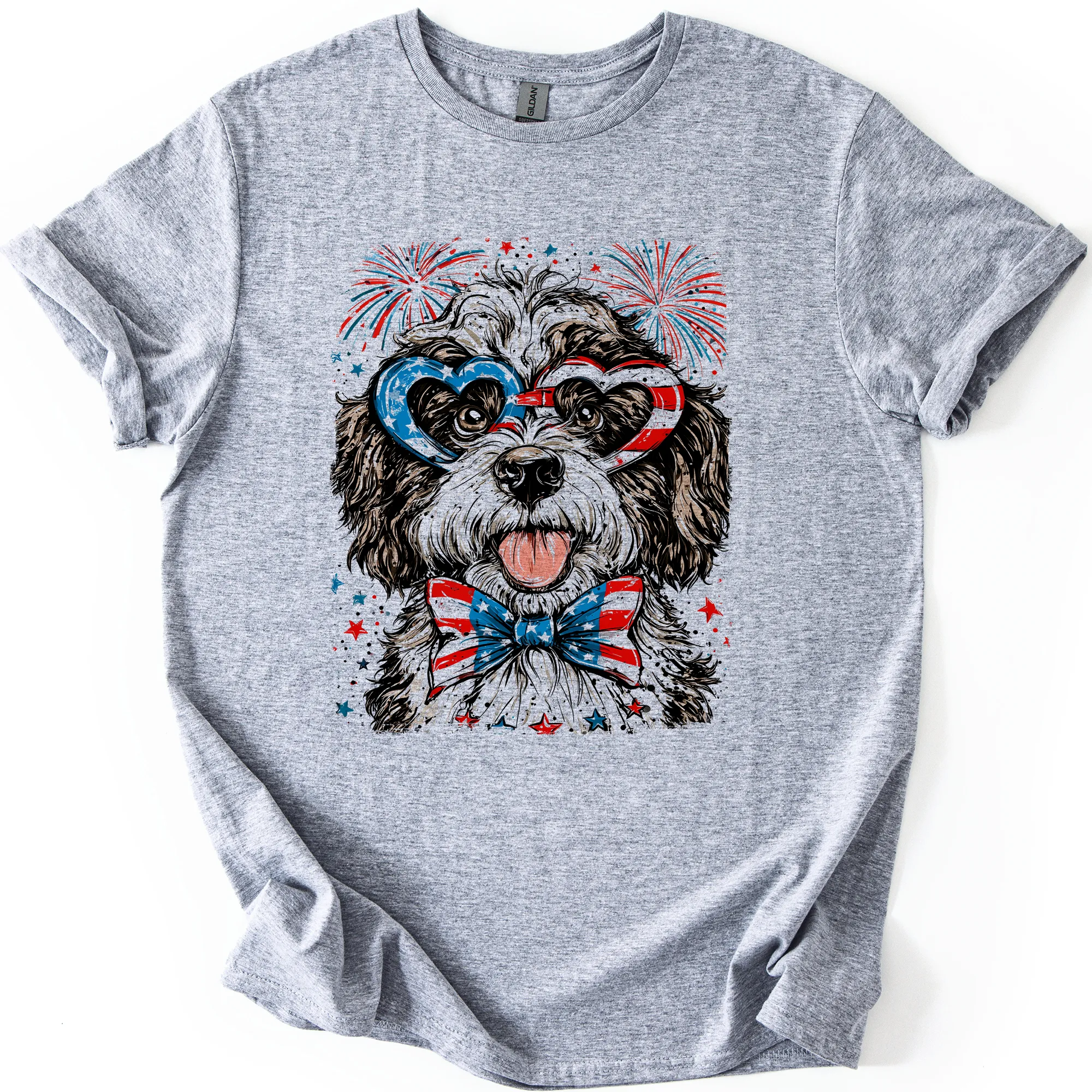 Portuguese Water Dog Patriotic USA America 4th Of July Graphic Tee For Pet Lovers sold by Refinery Number One product image thumbnail 4